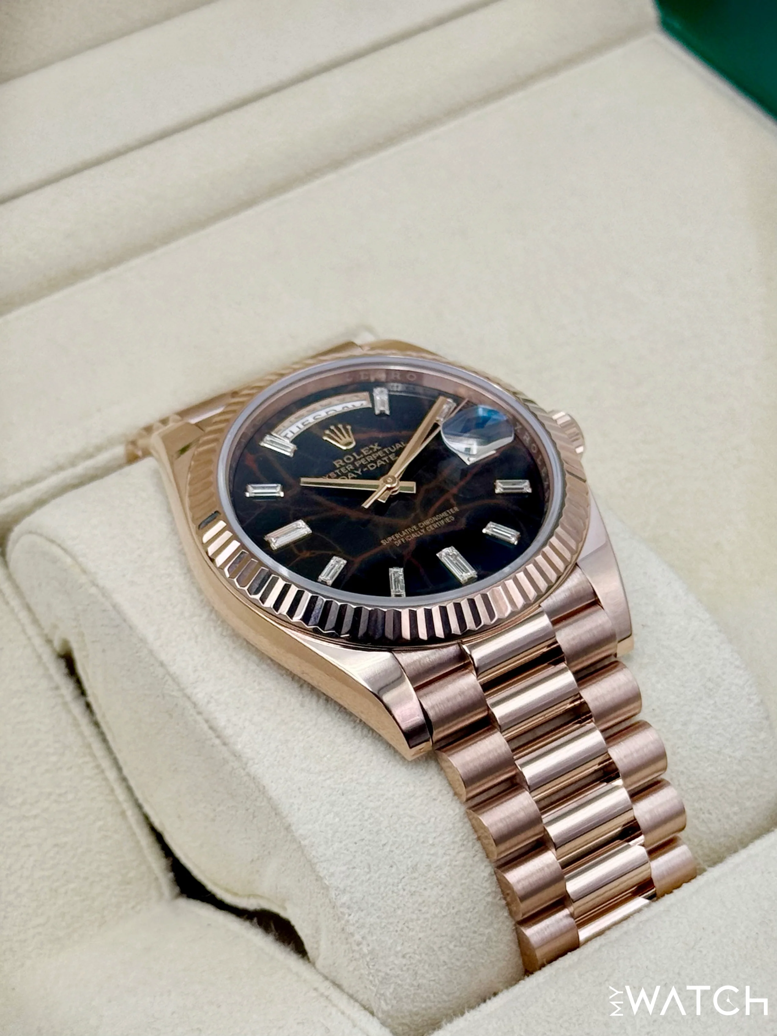 2022 Rolex Day-Date 40mm 228235 Rose Gold Eisenkiesal Baguette Dial - Image 6