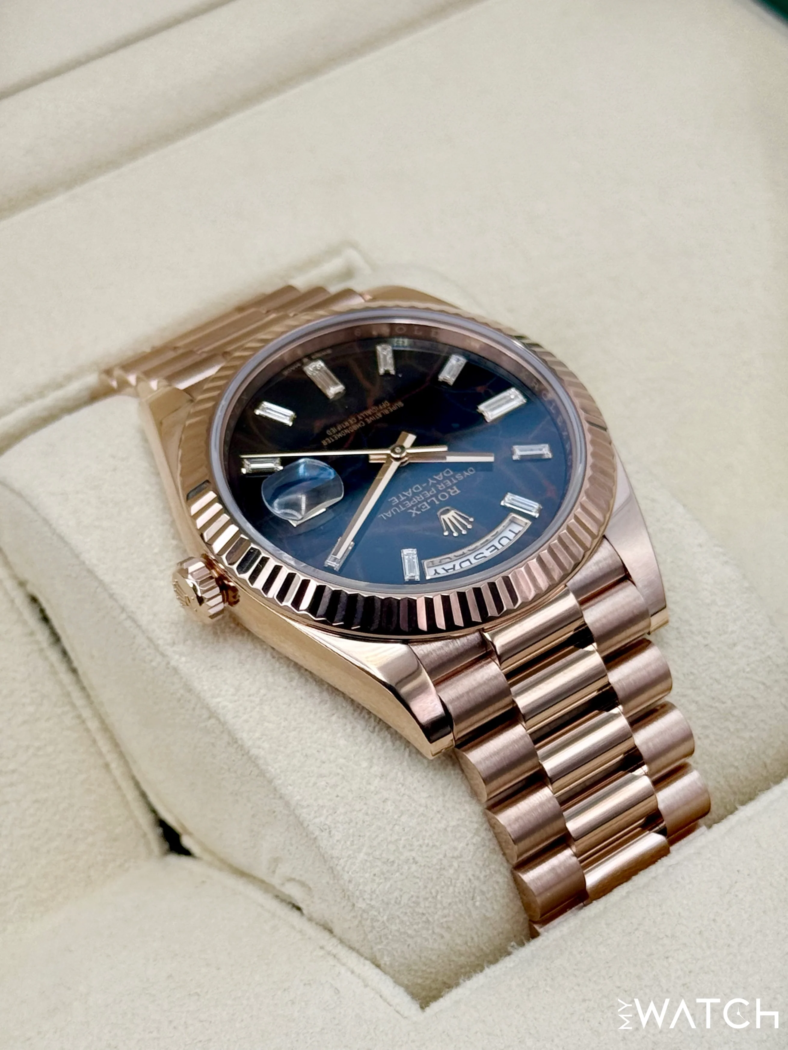 2022 Rolex Day-Date 40mm 228235 Rose Gold Eisenkiesal Baguette Dial - Image 8