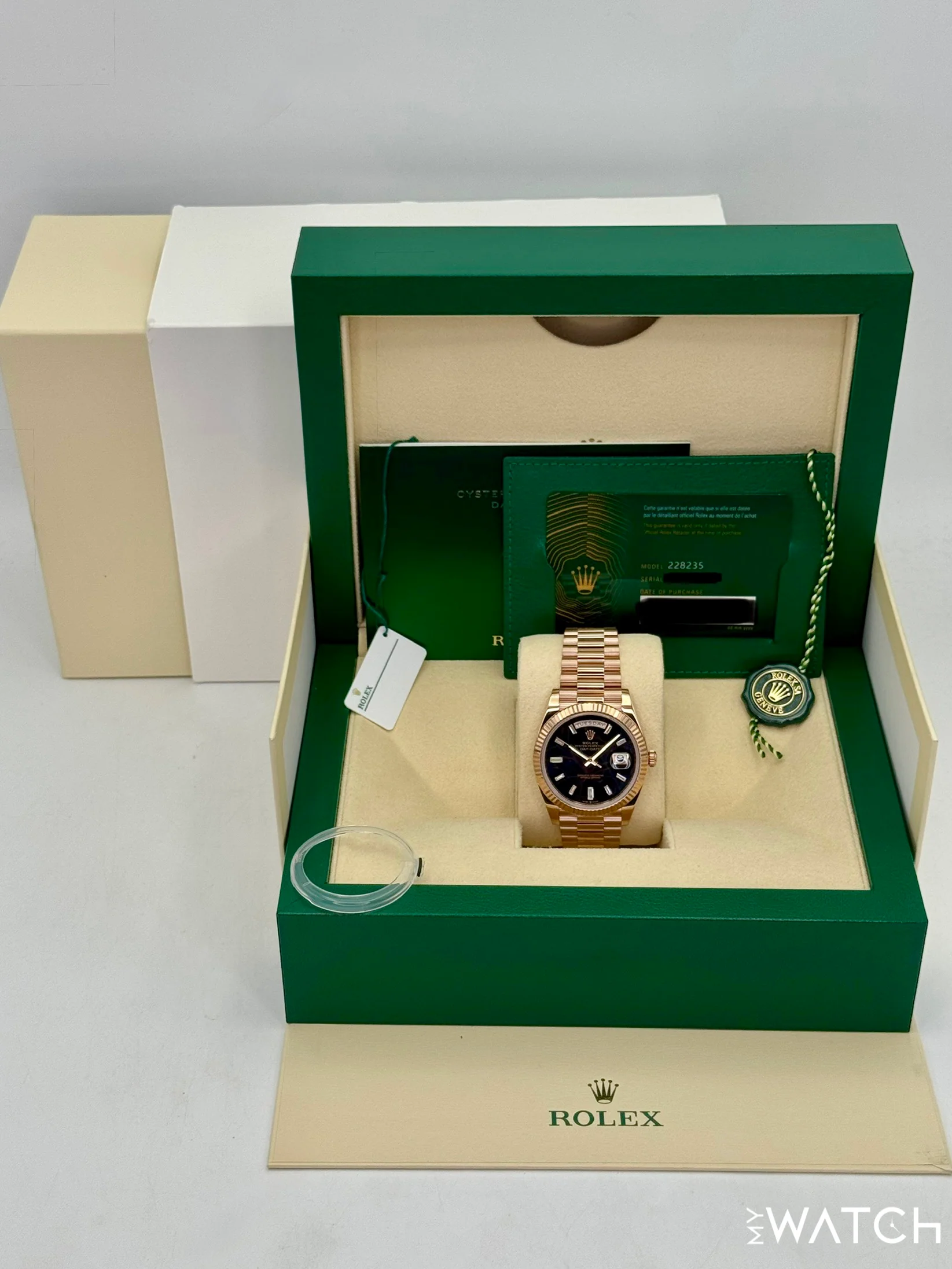 2022 Rolex Day-Date 40mm 228235 Rose Gold Eisenkiesal Baguette Dial - Image 9