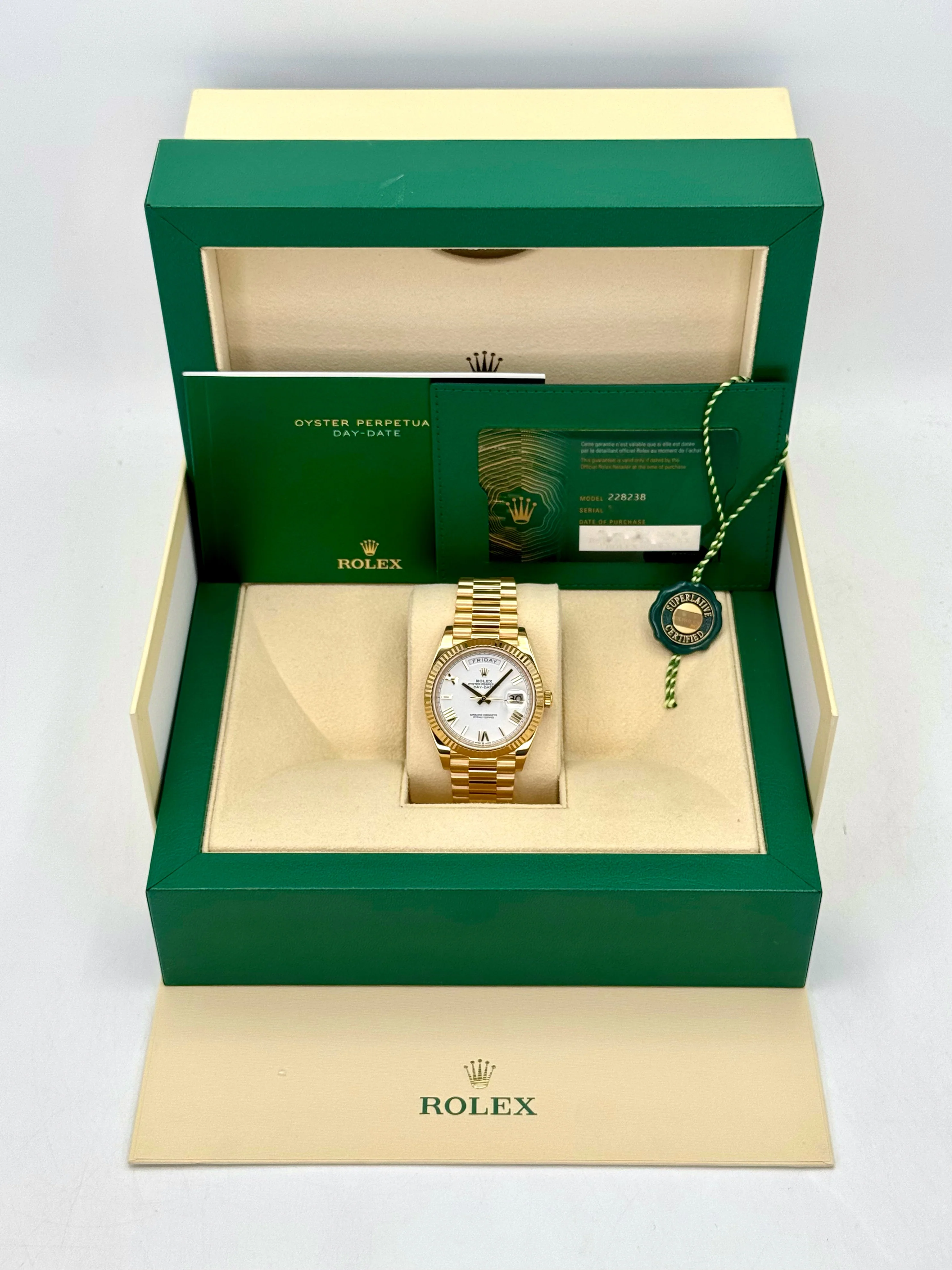 2022 Rolex Day-Date 40mm 228238 Presidential White Dial - Image 9
