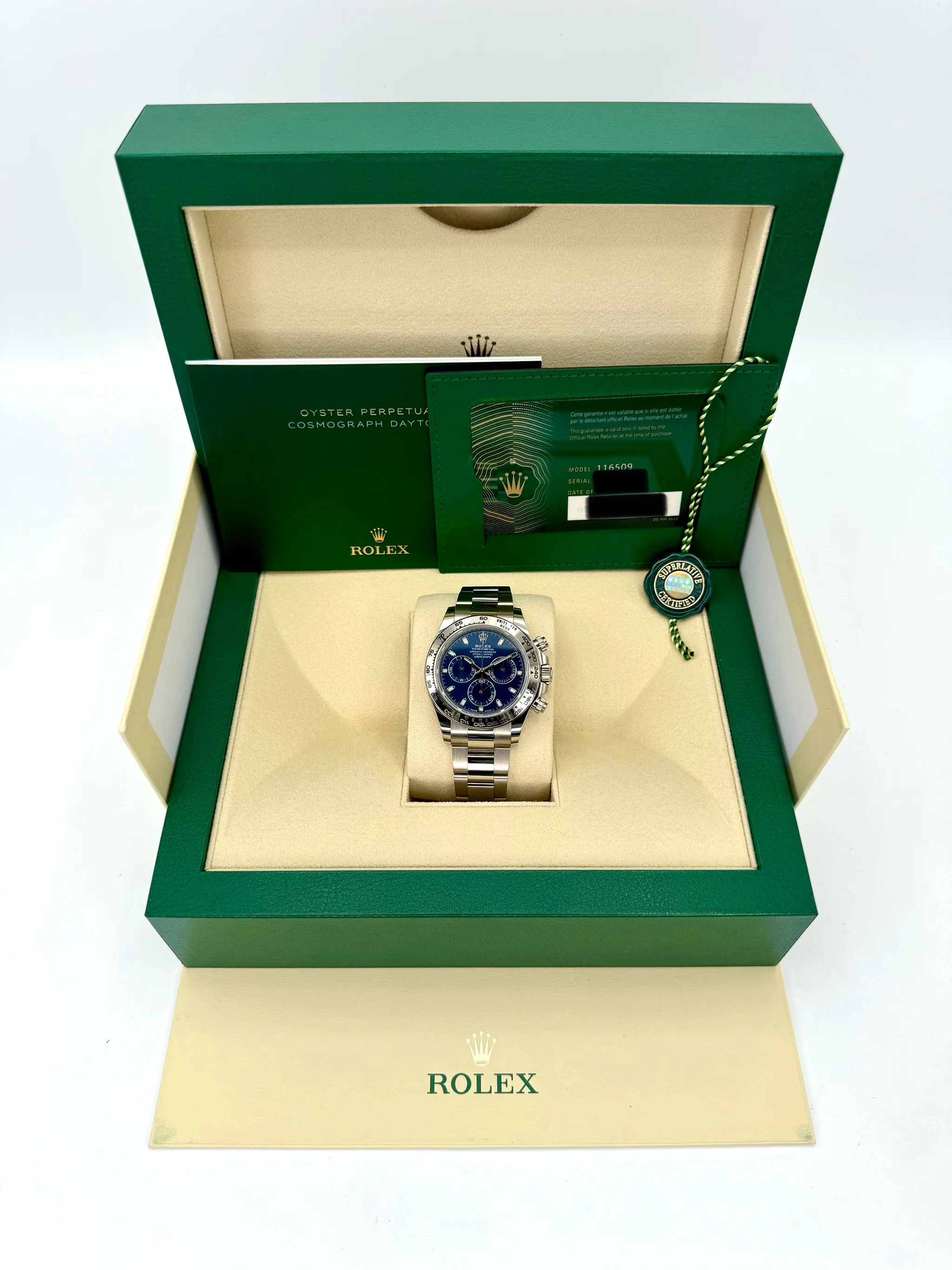 2022 Rolex Daytona 40mm 116509 White Gold Blue Dial - Image 11