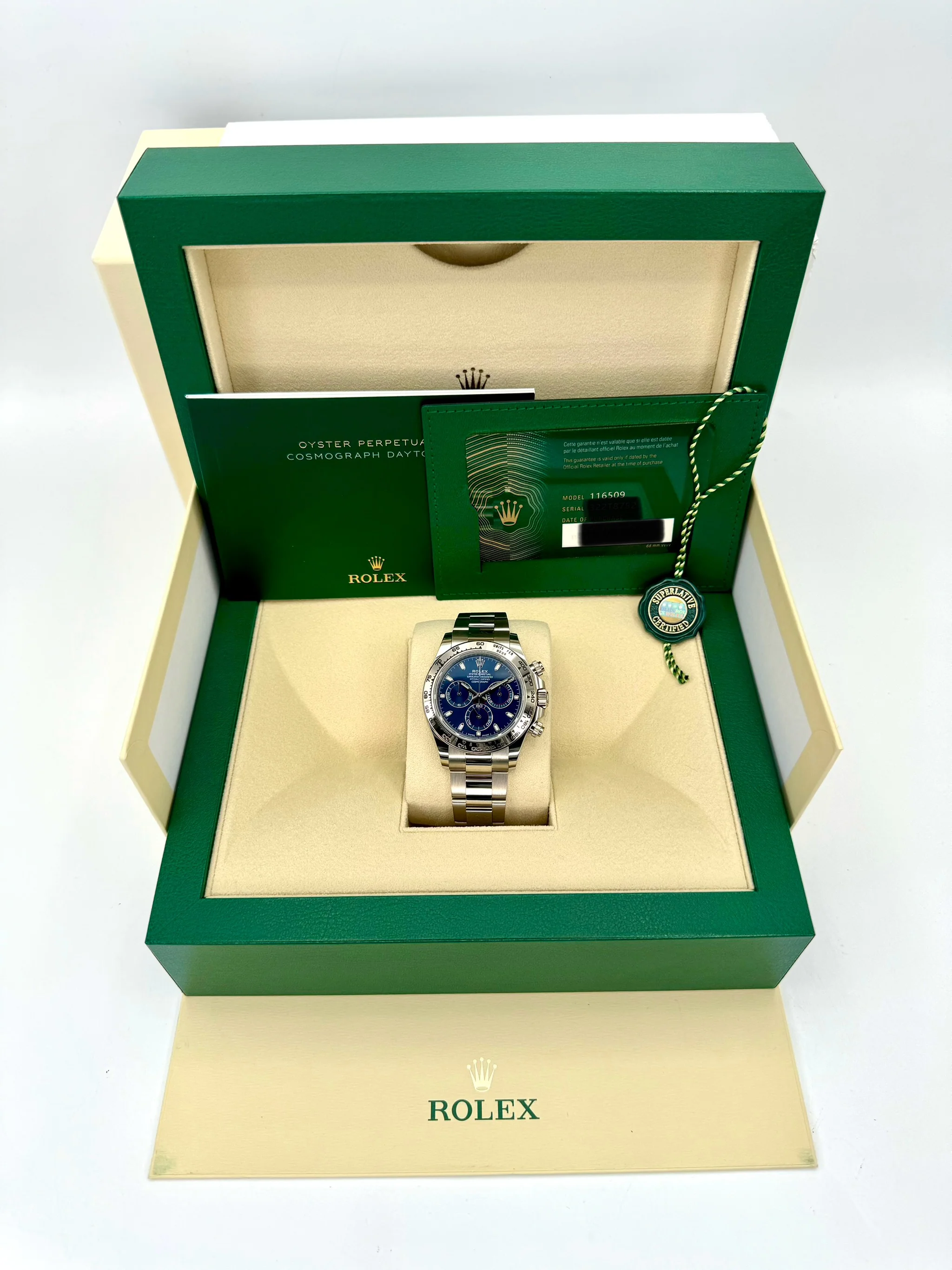 2022 Rolex Daytona 40mm 116509 White Gold Blue Dial - Image 12