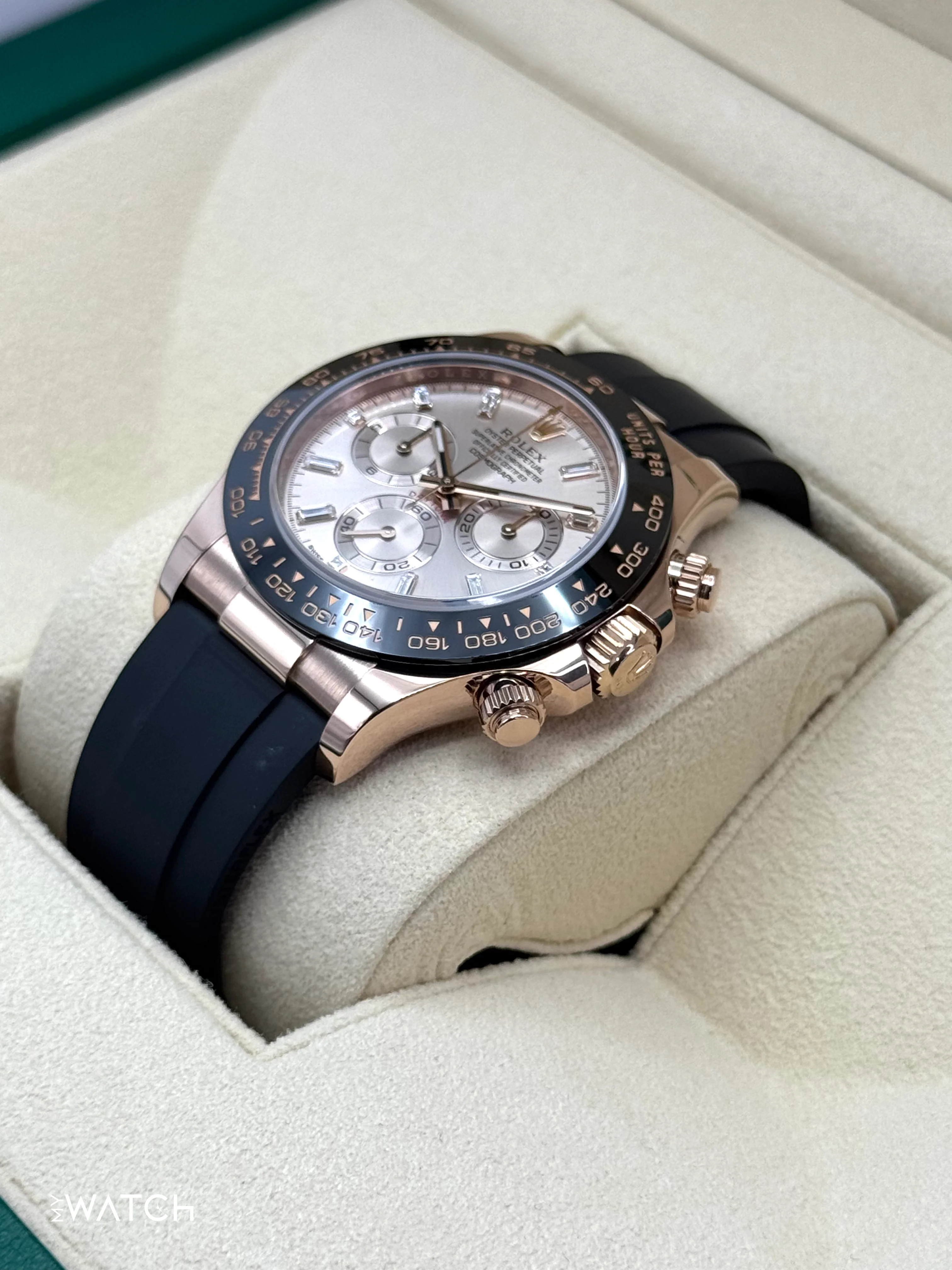 2022 Rolex Daytona 40mm 116515LN Rose Gold Oysterflex Sundust Baguette Dial - Image 5