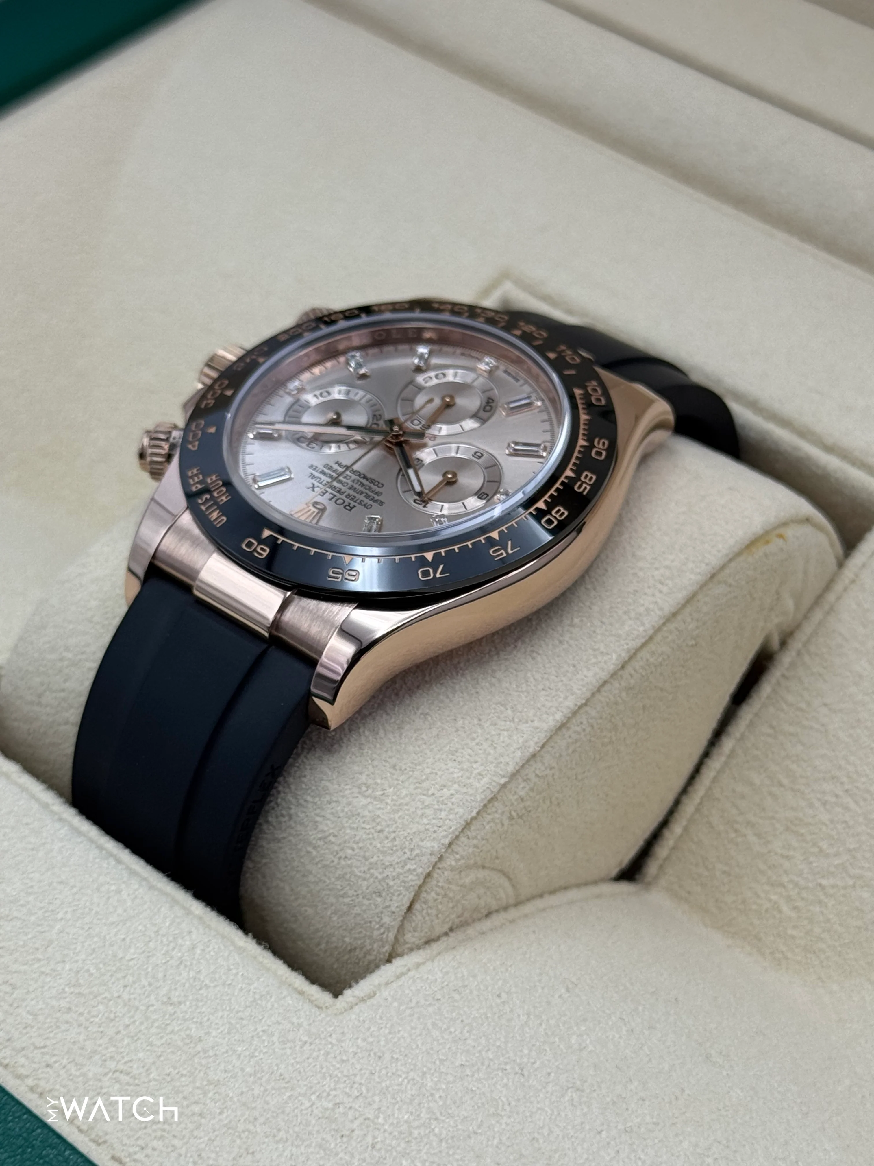 2022 Rolex Daytona 40mm 116515LN Rose Gold Oysterflex Sundust Baguette Dial - Image 7