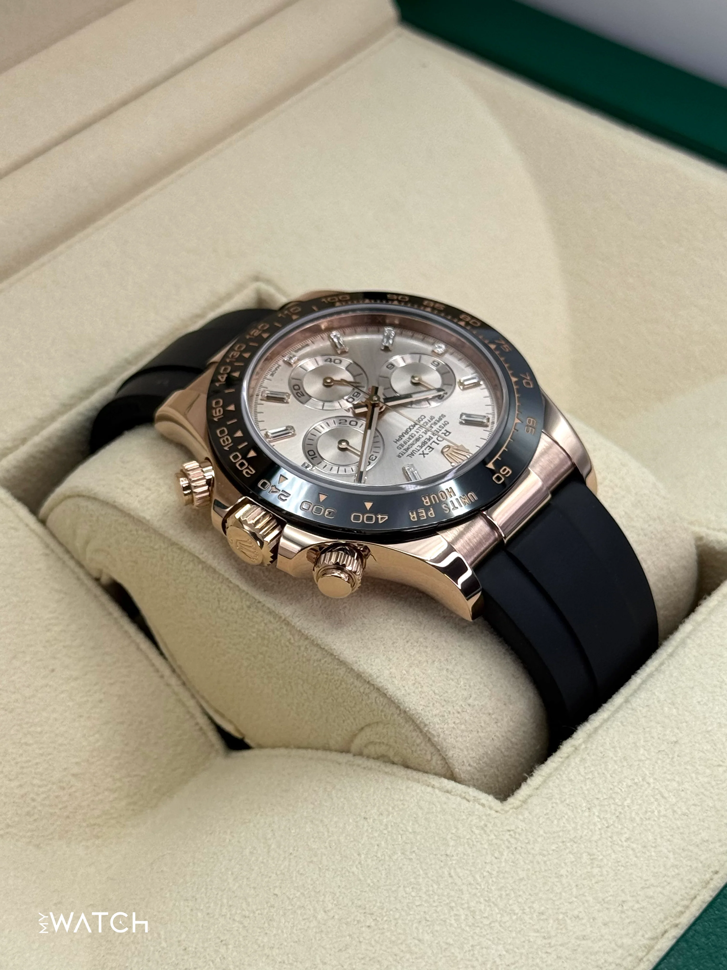 2022 Rolex Daytona 40mm 116515LN Rose Gold Oysterflex Sundust Baguette Dial - Image 8