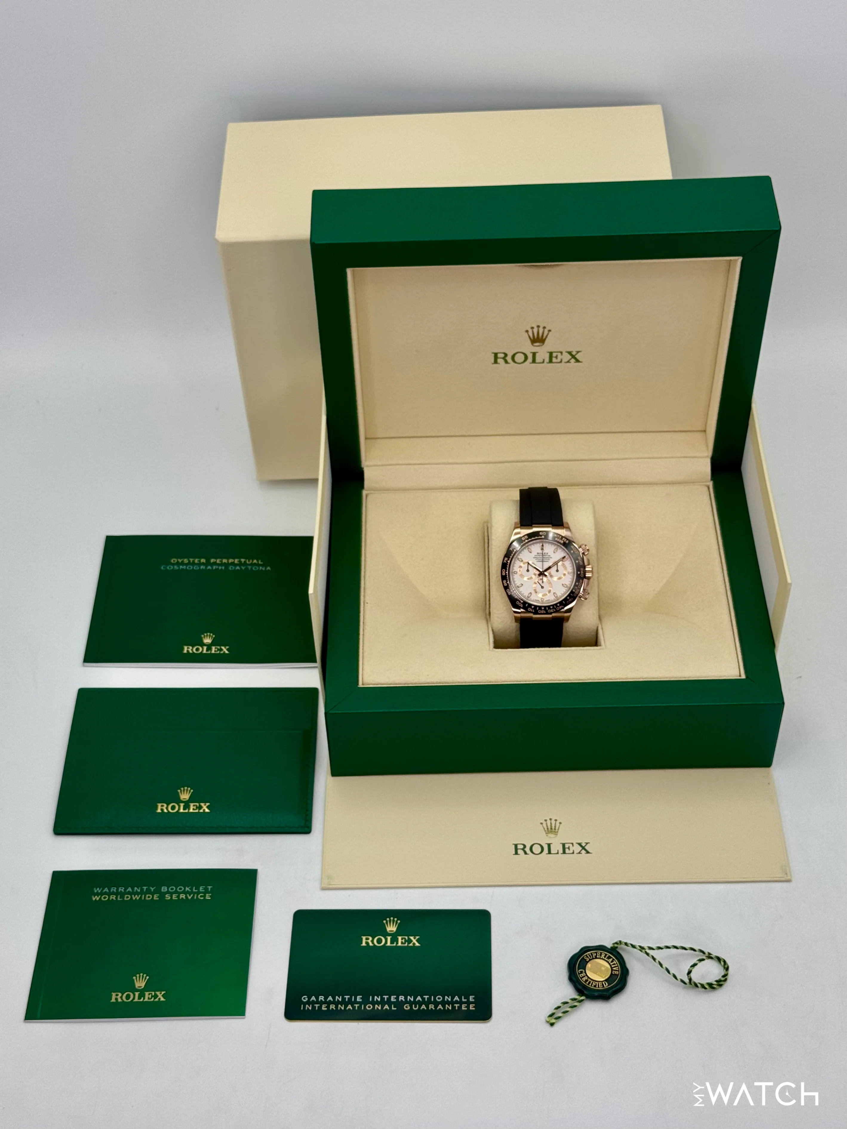 2022 Rolex Daytona 40mm 116515LN Rose Gold Oysterflex White Dial - Image 10