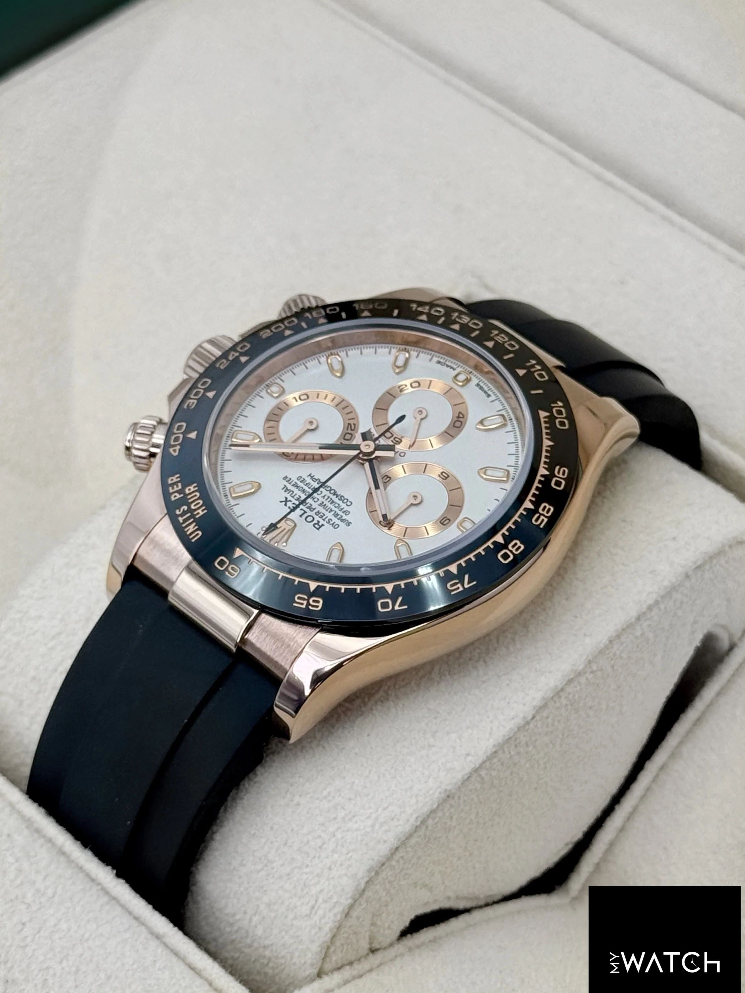 2022 Rolex Daytona 40mm 116515LN Rose Gold Oysterflex White Dial - Image 7