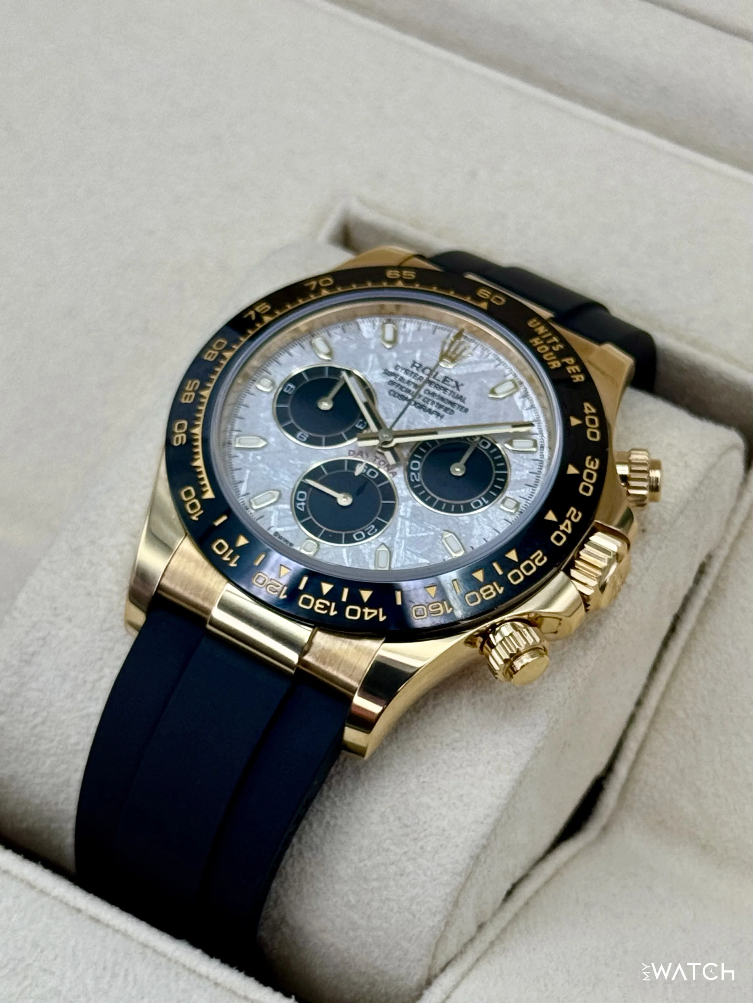 2022 Rolex Daytona 40mm 116518LN Oysterflex Yellow Gold Meteorite Dial - Image 5
