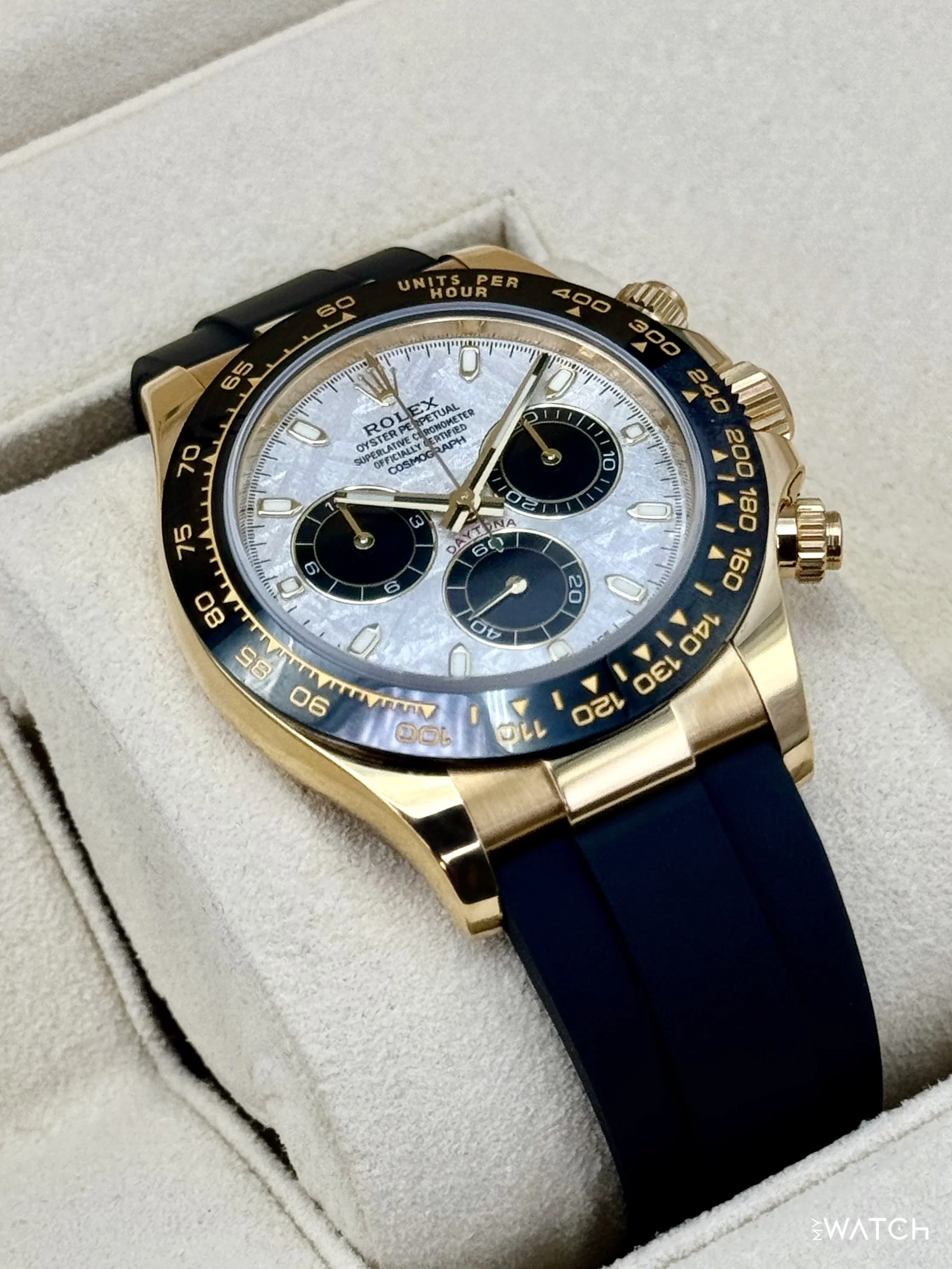 2022 Rolex Daytona 40mm 116518LN Oysterflex Yellow Gold Meteorite Dial - Image 6