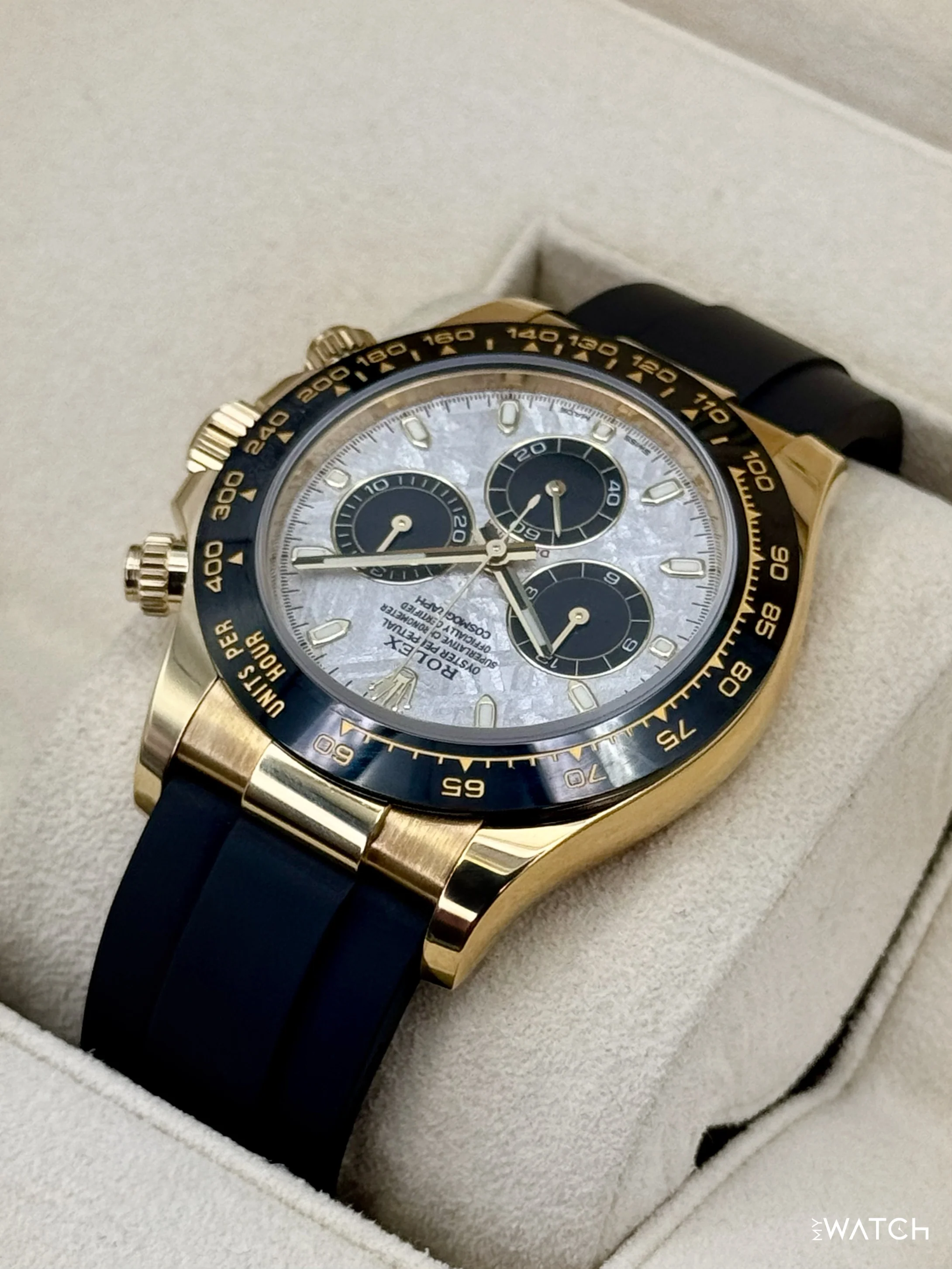 2022 Rolex Daytona 40mm 116518LN Oysterflex Yellow Gold Meteorite Dial - Image 7