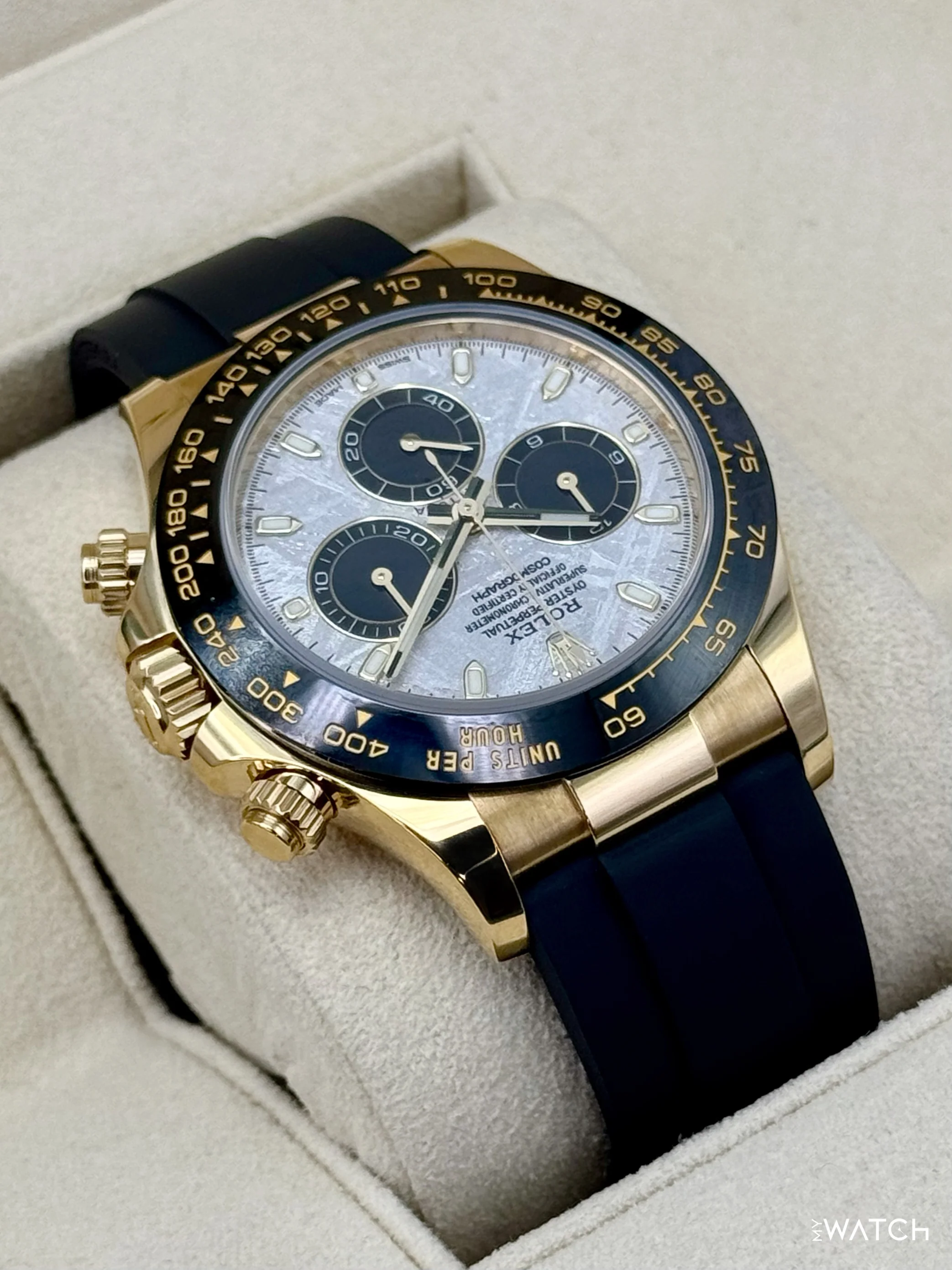 2022 Rolex Daytona 40mm 116518LN Oysterflex Yellow Gold Meteorite Dial - Image 8
