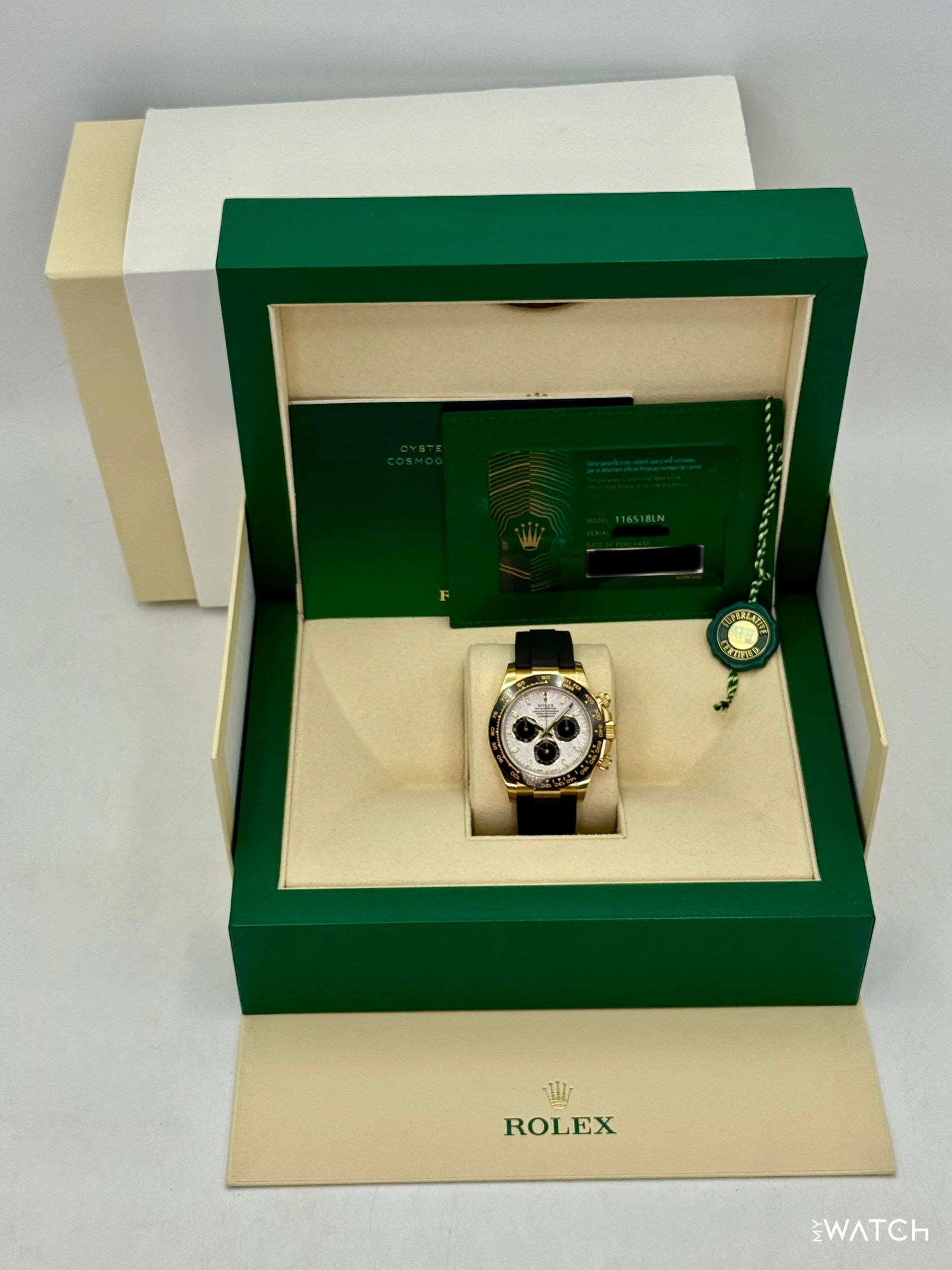 2022 Rolex Daytona 40mm 116518LN Oysterflex Yellow Gold Meteorite Dial - Image 9