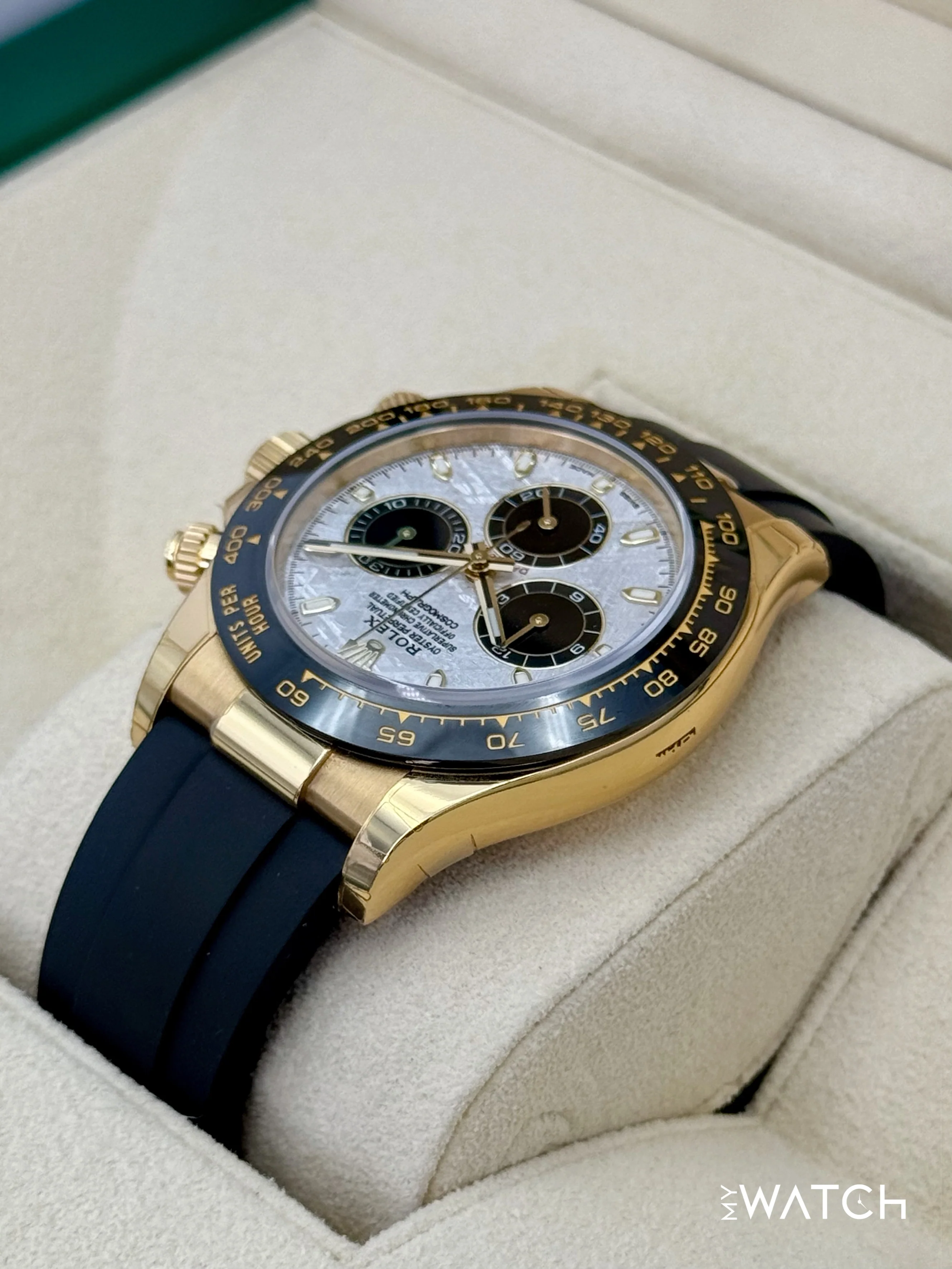 2022 Rolex Daytona 40mm 116518LN Yellow Gold Oysterflex Meteorite Dial (STICKERED) - Image 7