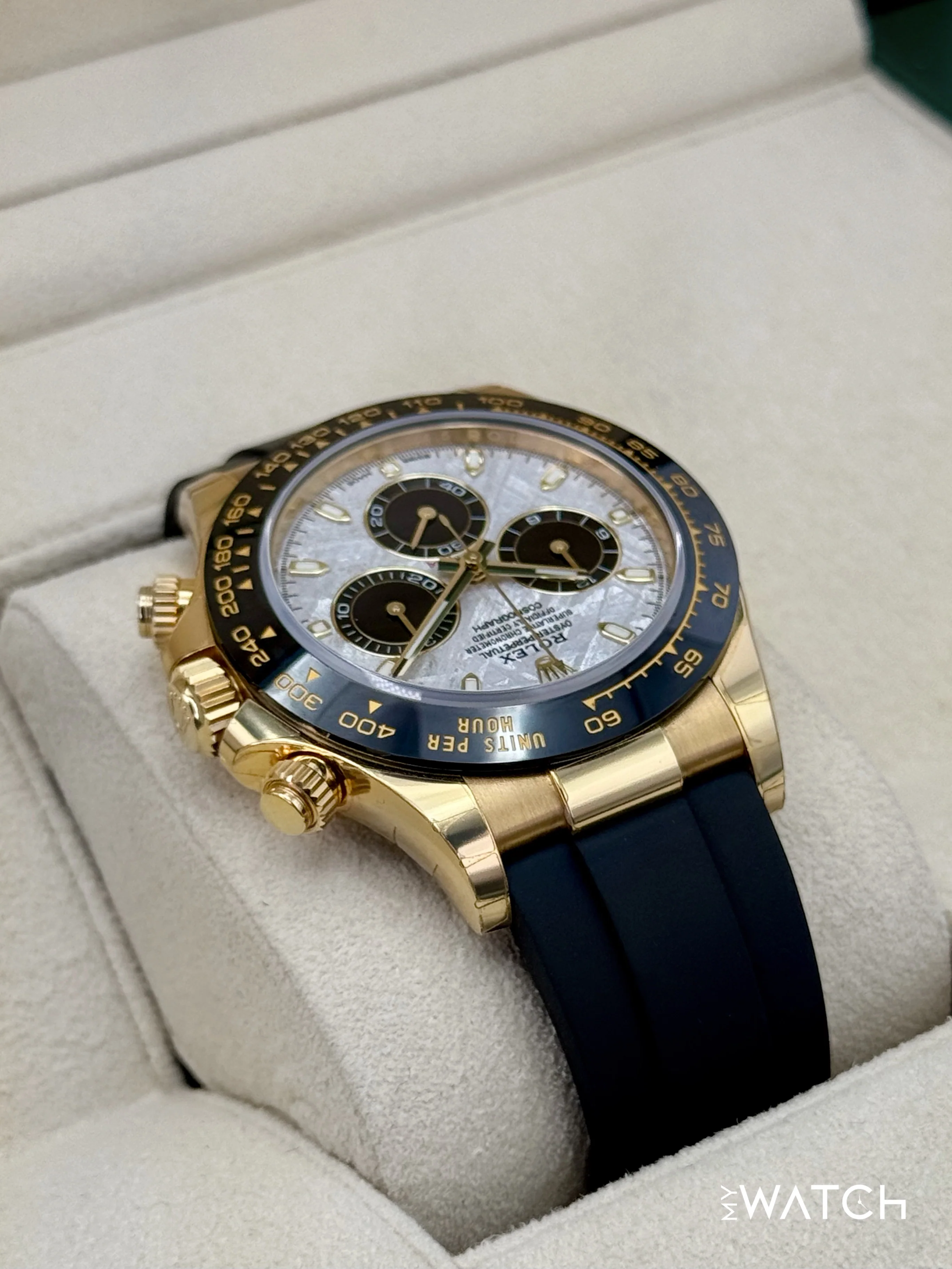 2022 Rolex Daytona 40mm 116518LN Yellow Gold Oysterflex Meteorite Dial (STICKERED) - Image 8