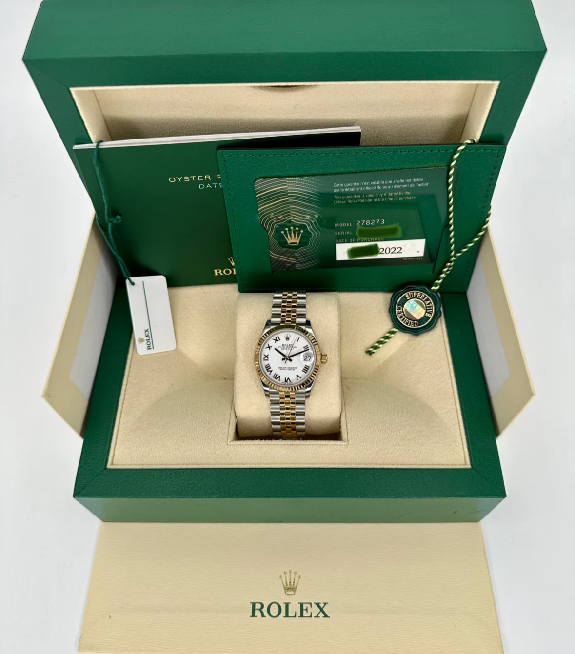2022 Rolex Lady Datejust 31mm 278273 Jubilee White Roman Numeral Dial - Image 11