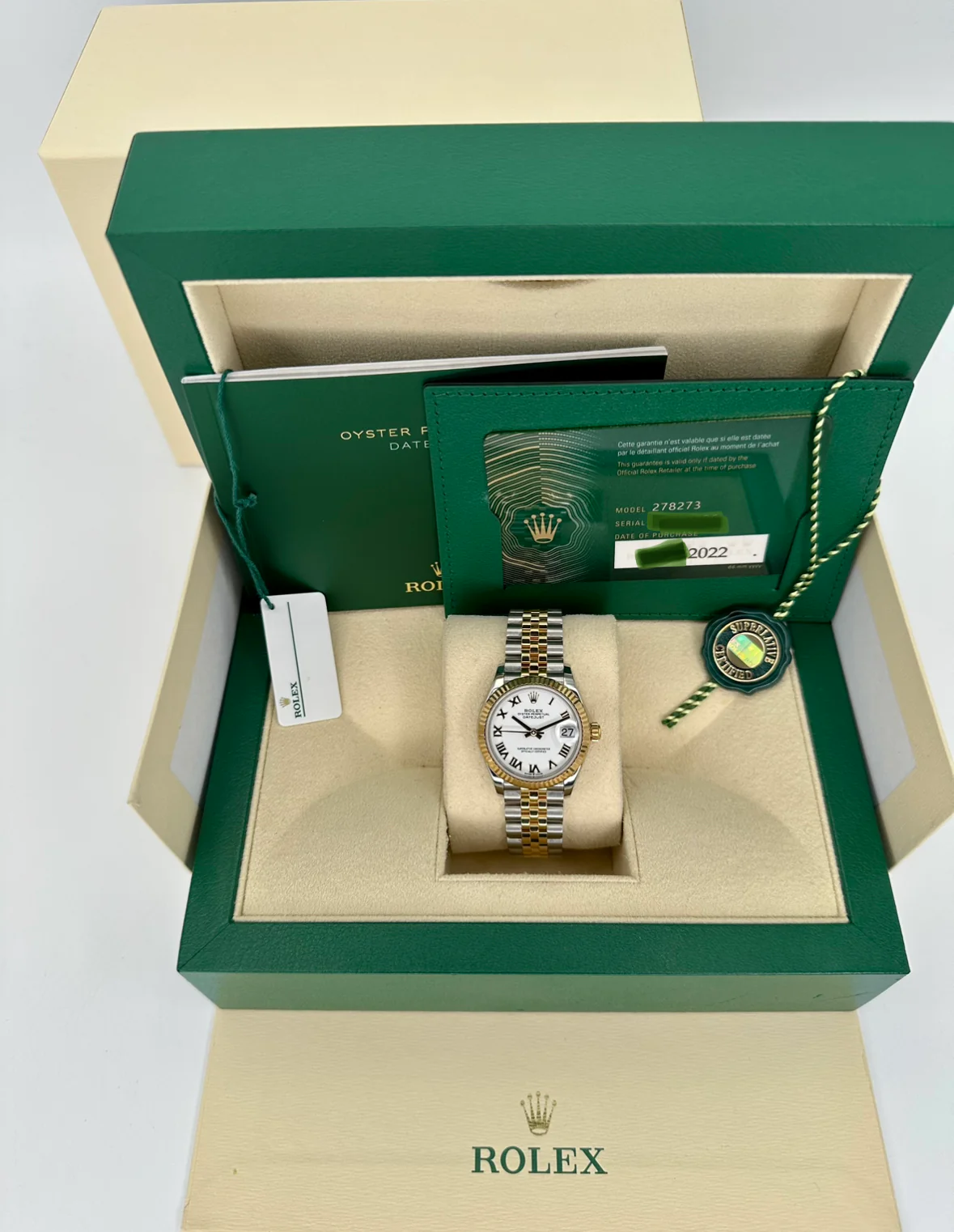 2022 Rolex Lady Datejust 31mm 278273 Jubilee White Roman Numeral Dial - Image 12