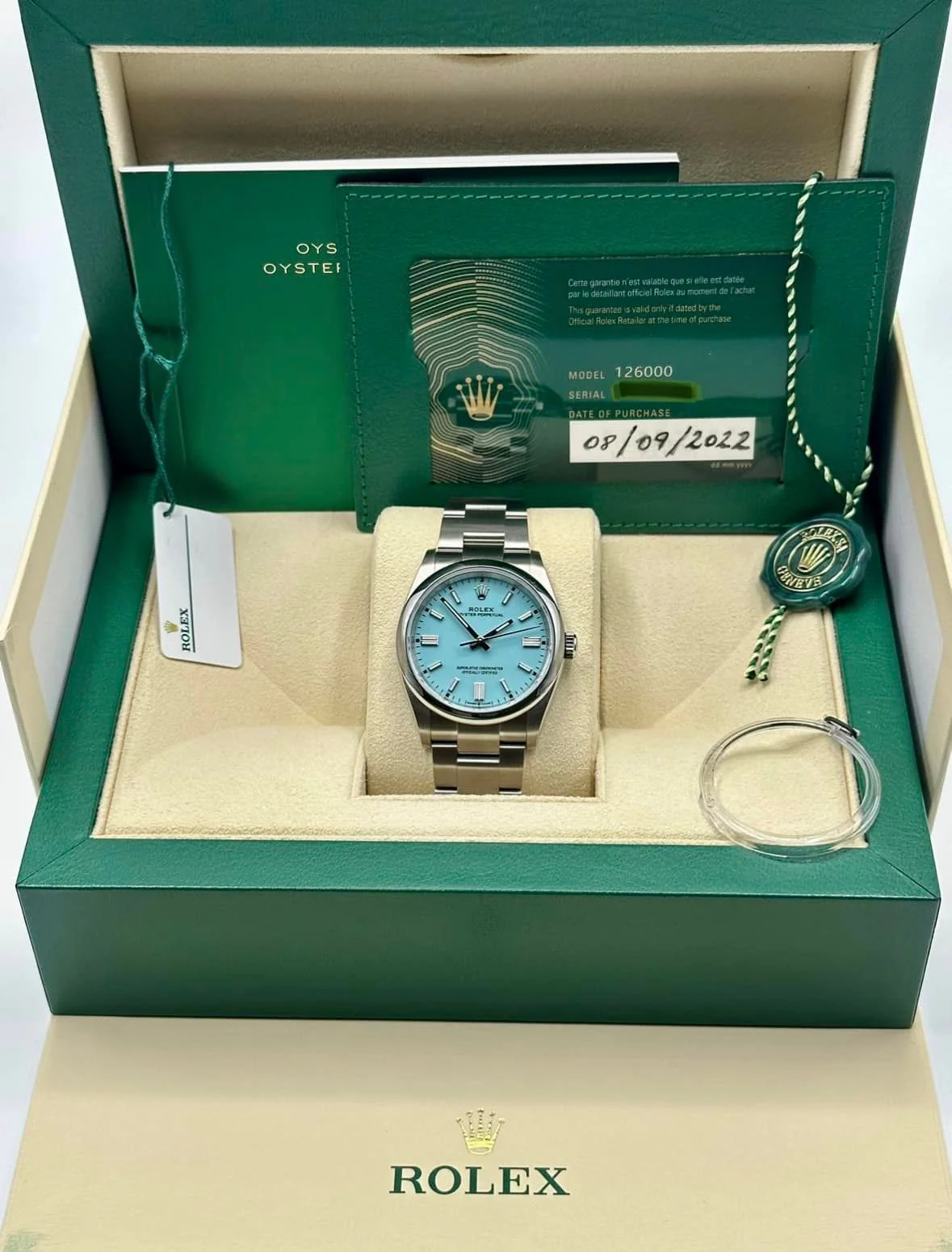 2022 Rolex Oyster Perpetual 36mm 126000 Tiffany Blue Dial - Image 11