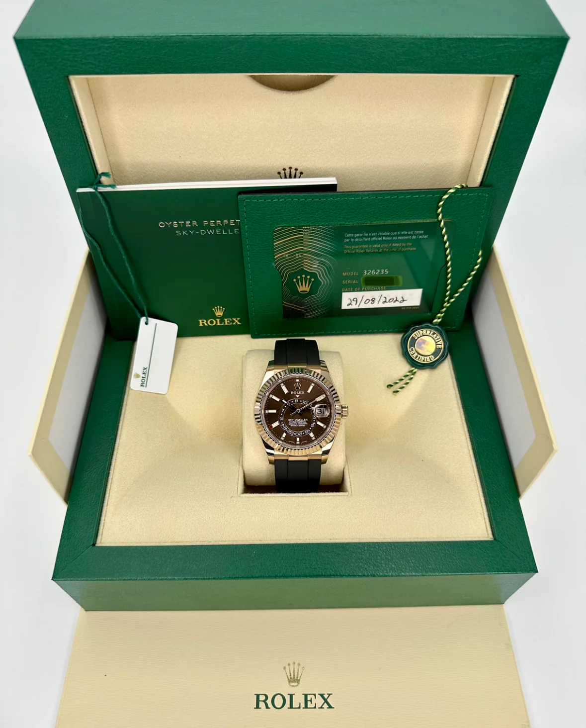 2022 Rolex Sky-Dweller 42mm 326235 Rose Gold Oysterflex Chocolate Dial - Image 11