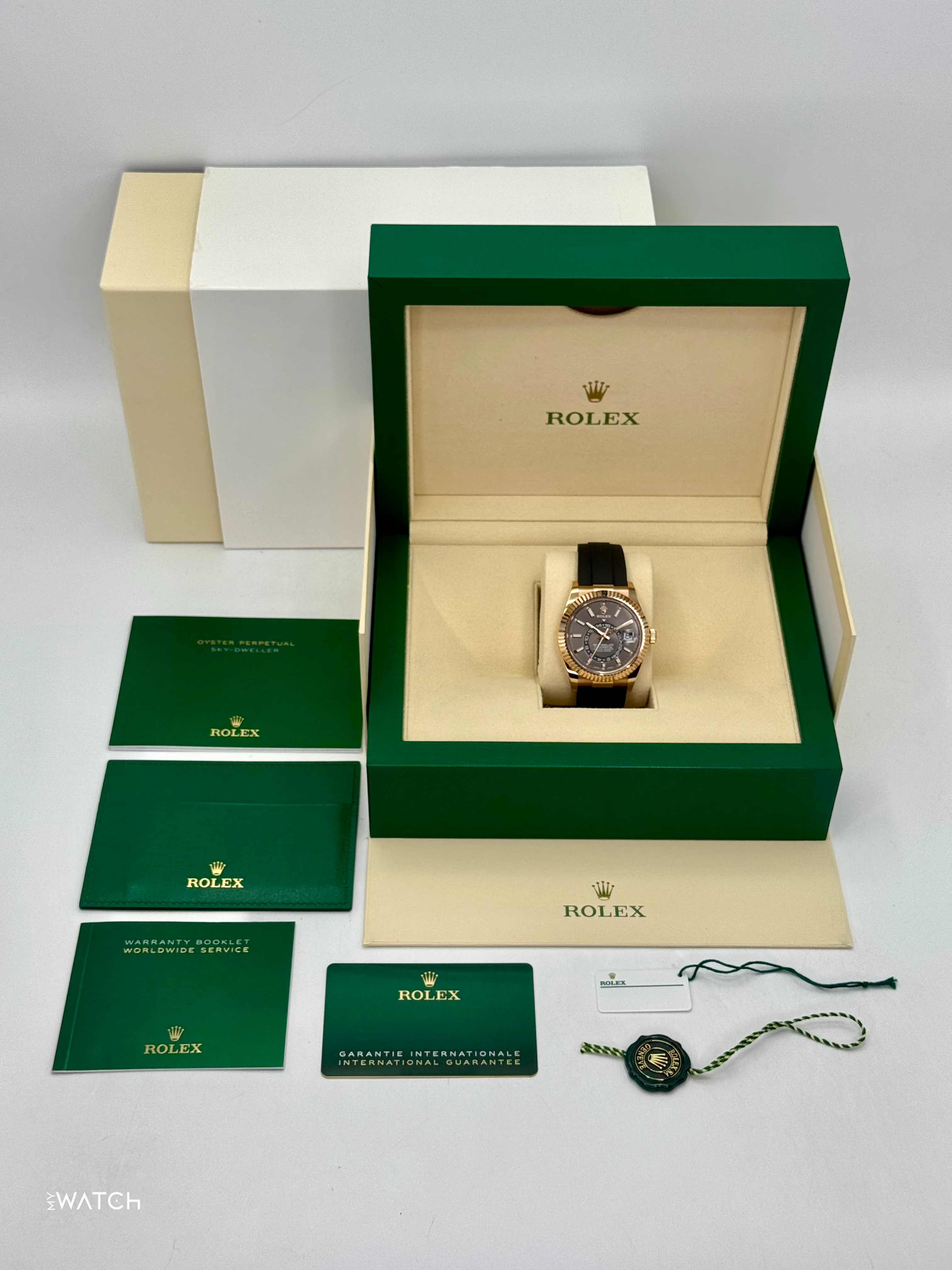2022 Rolex Sky-Dweller 42mm 326235 Rose Gold Oysterflex Rhodium Dial - Image 10