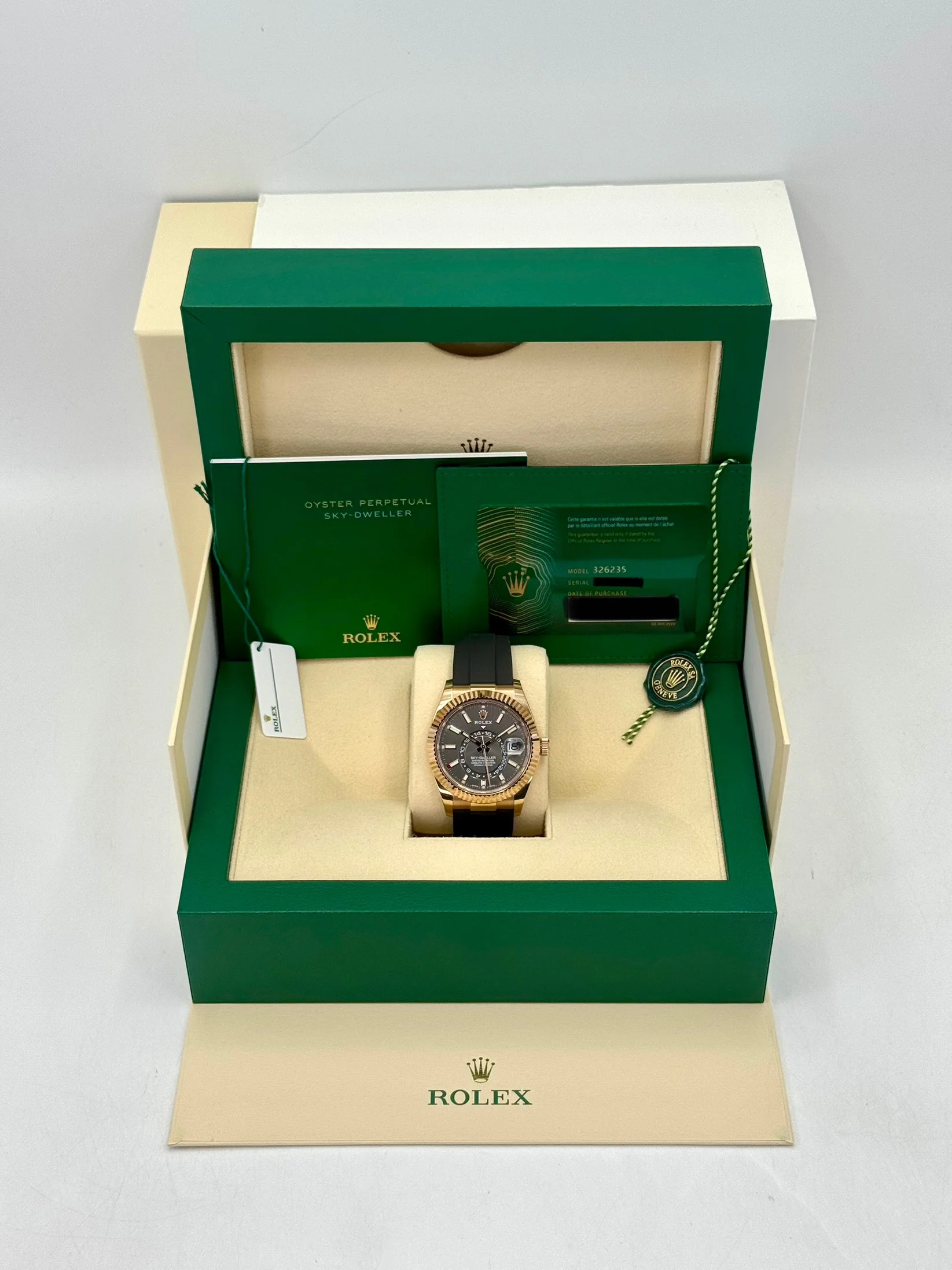 2022 Rolex Sky-Dweller 42mm 326235 Rose Gold Oysterflex Rhodium Dial - Image 9