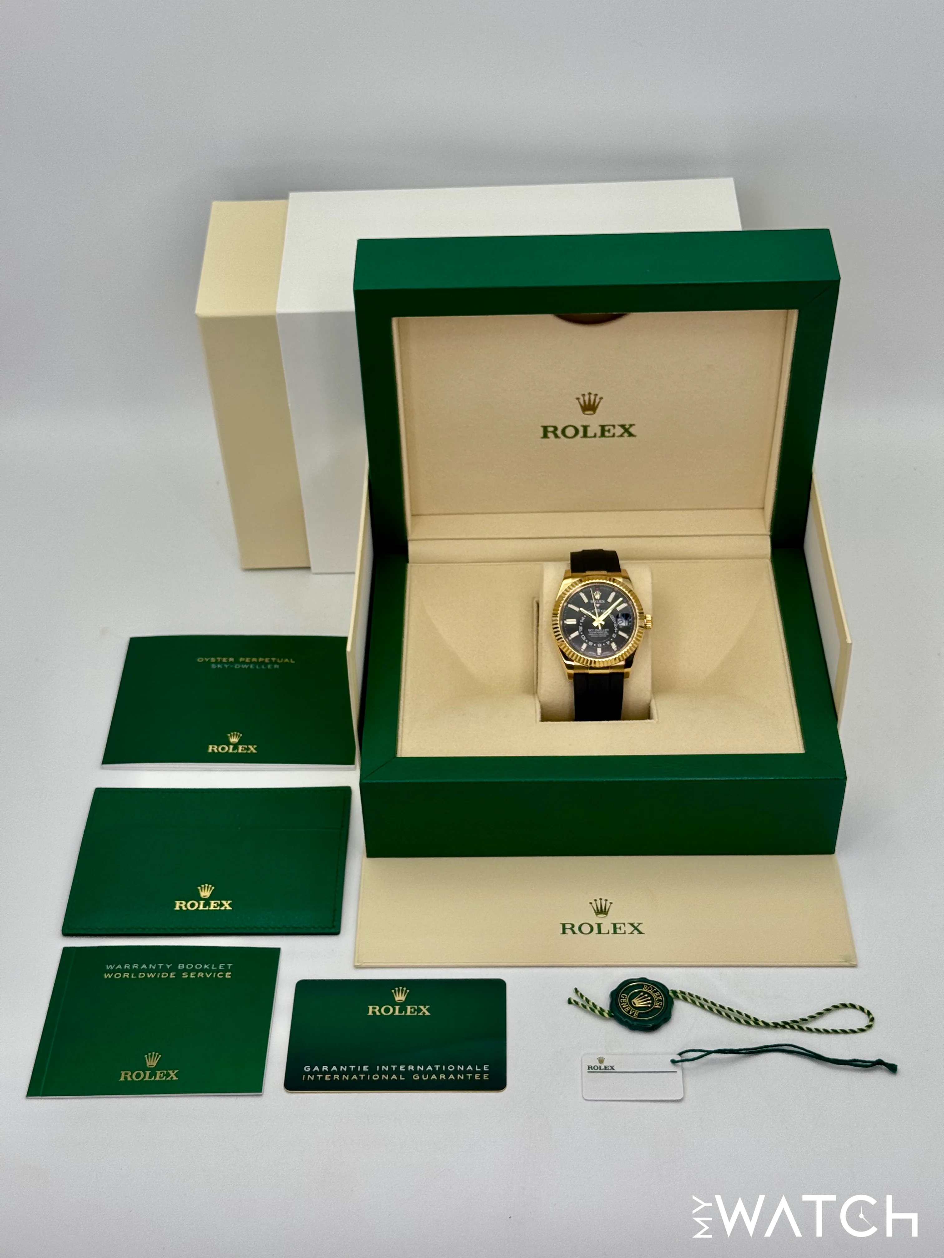 2022 Rolex Sky-Dweller 42mm 326238 Yellow Gold Oysterflex Black Dial - Image 10