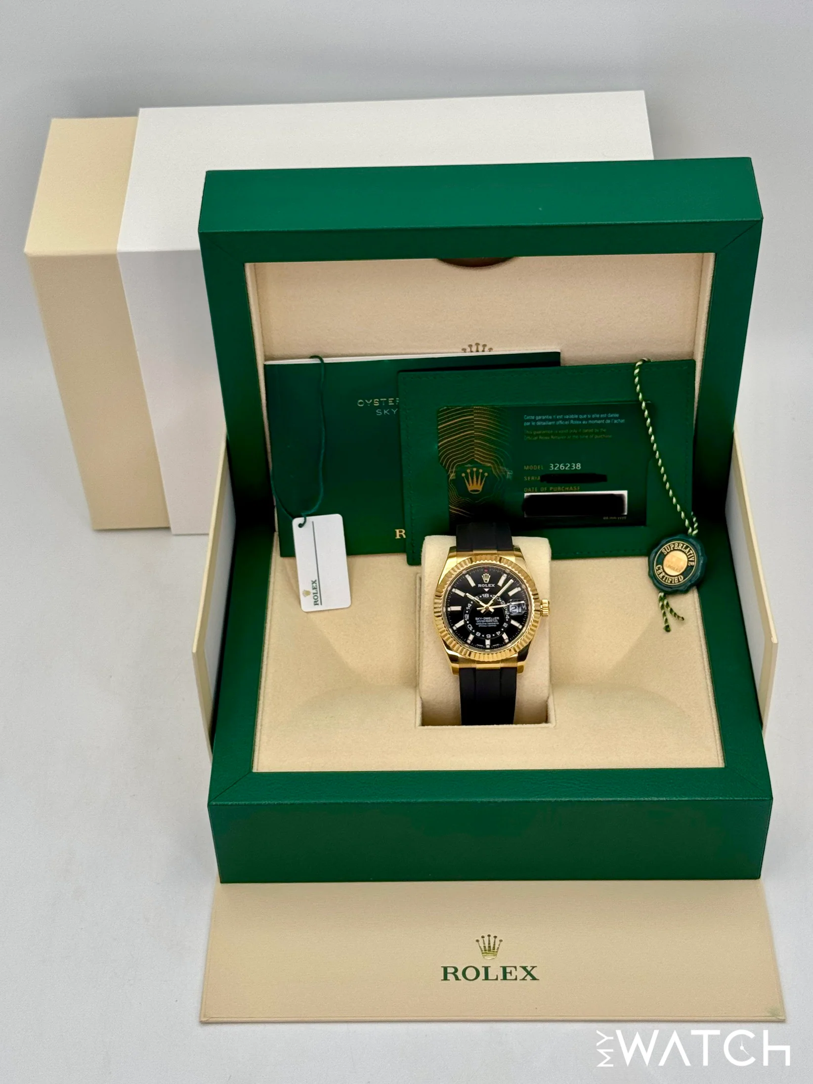 2022 Rolex Sky-Dweller 42mm 326238 Yellow Gold Oysterflex Black Dial - Image 9