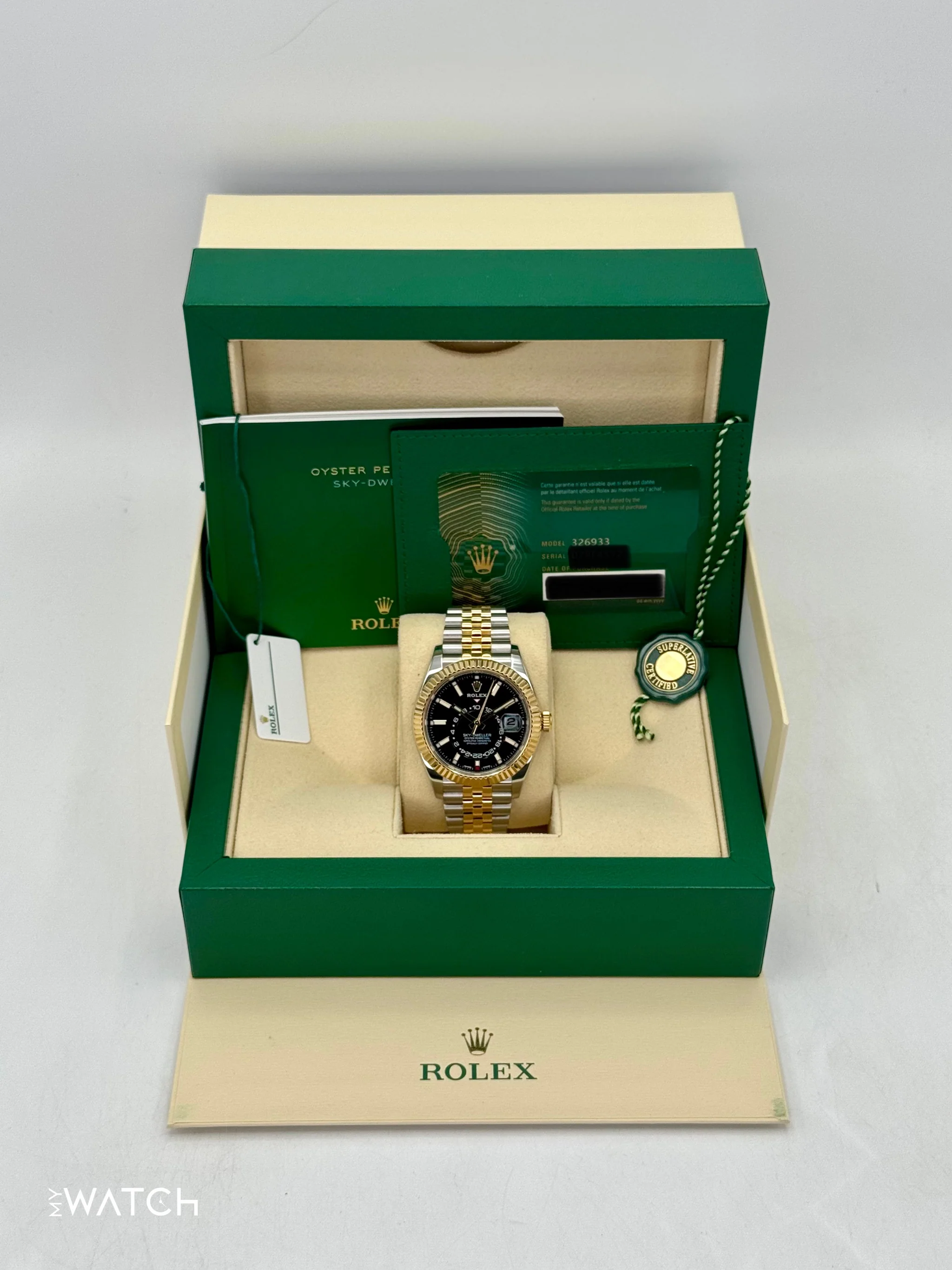 2022 Rolex Sky-Dweller 42mm 326933 Two-Tone Jubilee Black Dial - Image 9