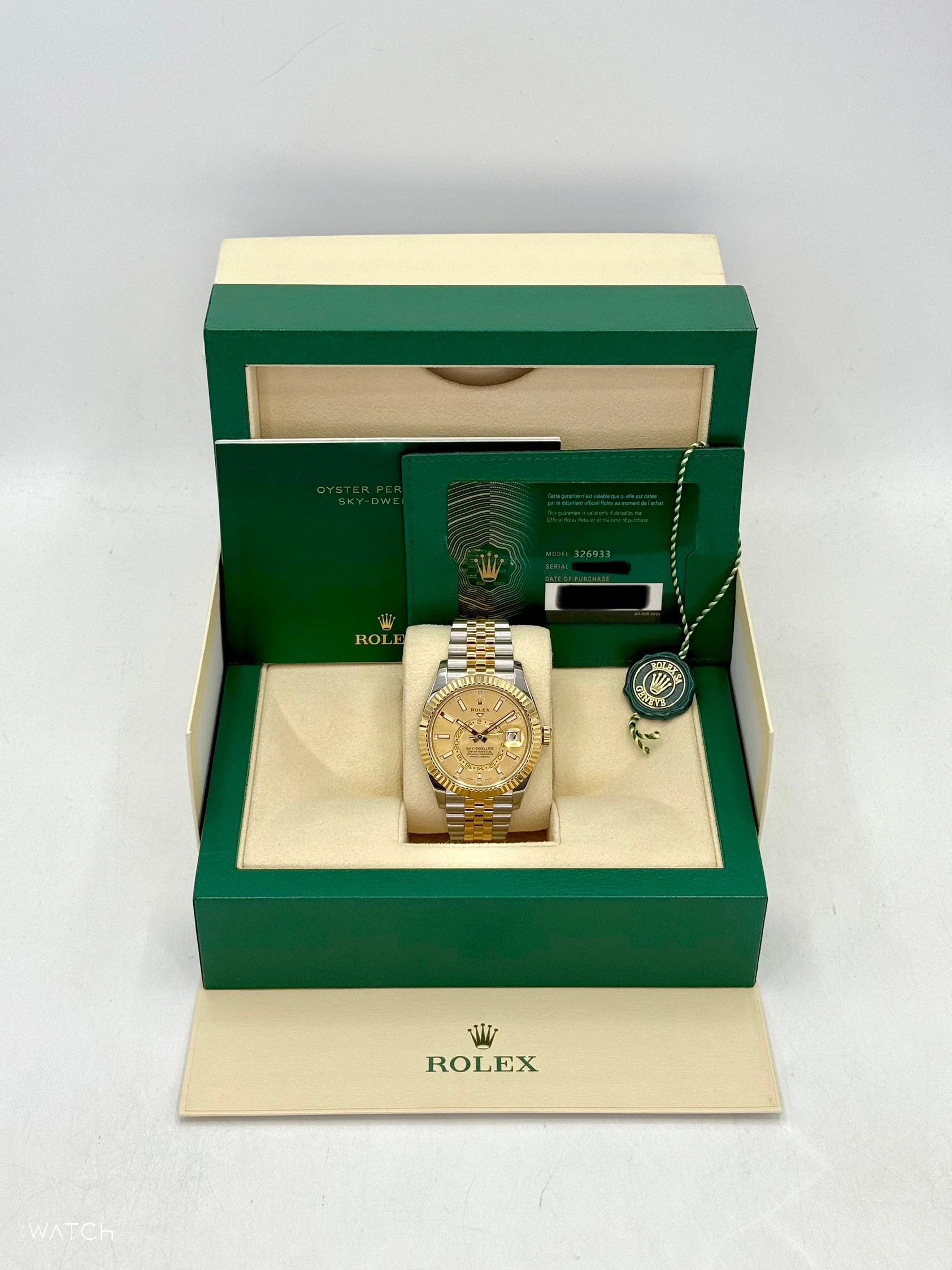 2022 Rolex Sky-Dweller 42mm 326933 Two-Tone Jubilee Champagne Dial - Image 9