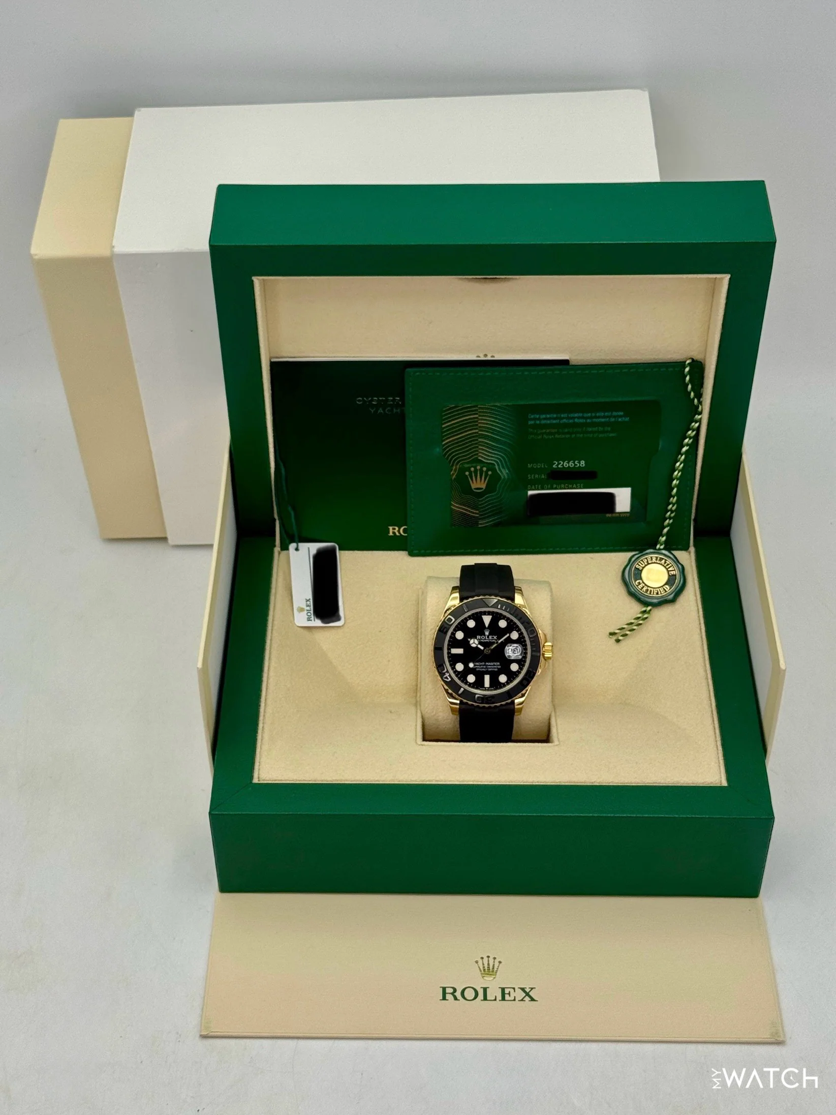 2022 Rolex Yacht-Master 42mm 226658 Gold Oysterflex Black Dial - Image 9