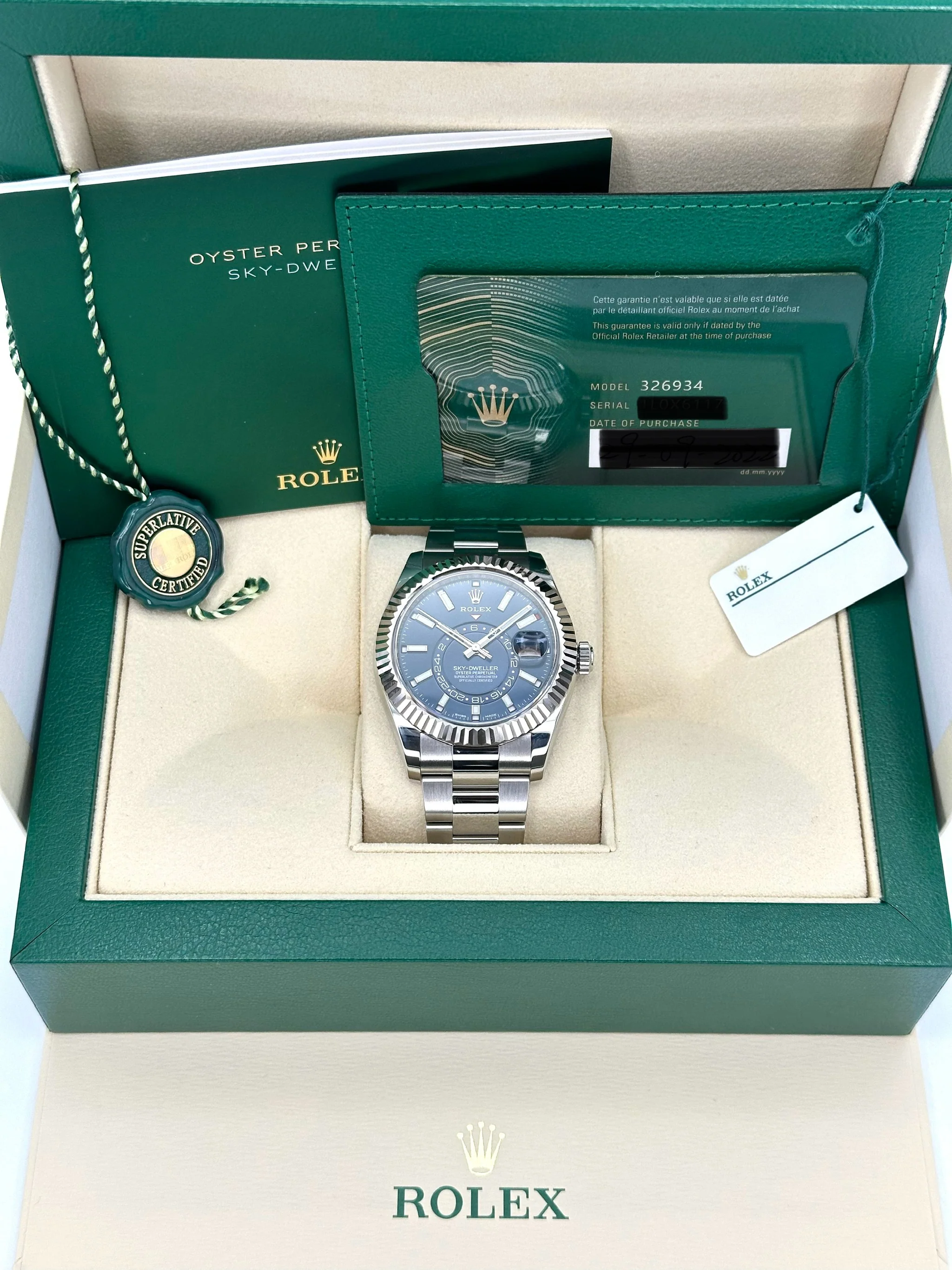 2022 Sky-Dweller 42mm 326934 Stainless Steel Oyster Blue Dial - Image 11