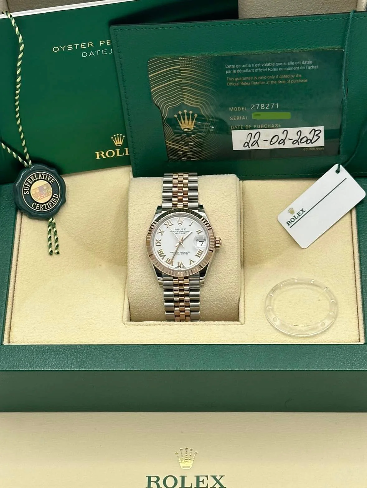 2023 Rolex Datejust 31mm 278271 Two-Tone White Roman Numeral Dial - Image 11