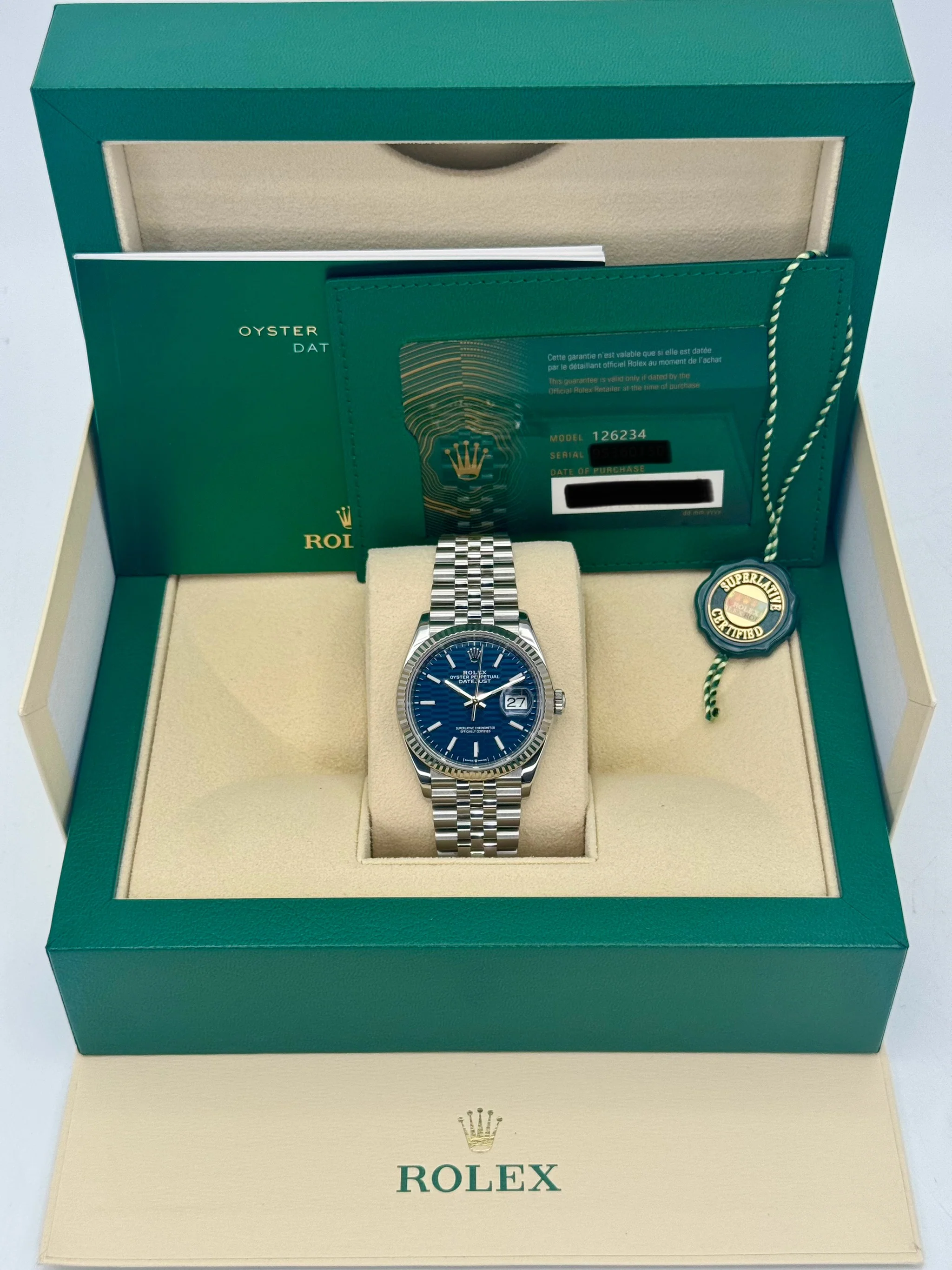 2023 Datejust 36mm 126234 Stainless Steel Jubilee Blue Motif Dial - Image 11