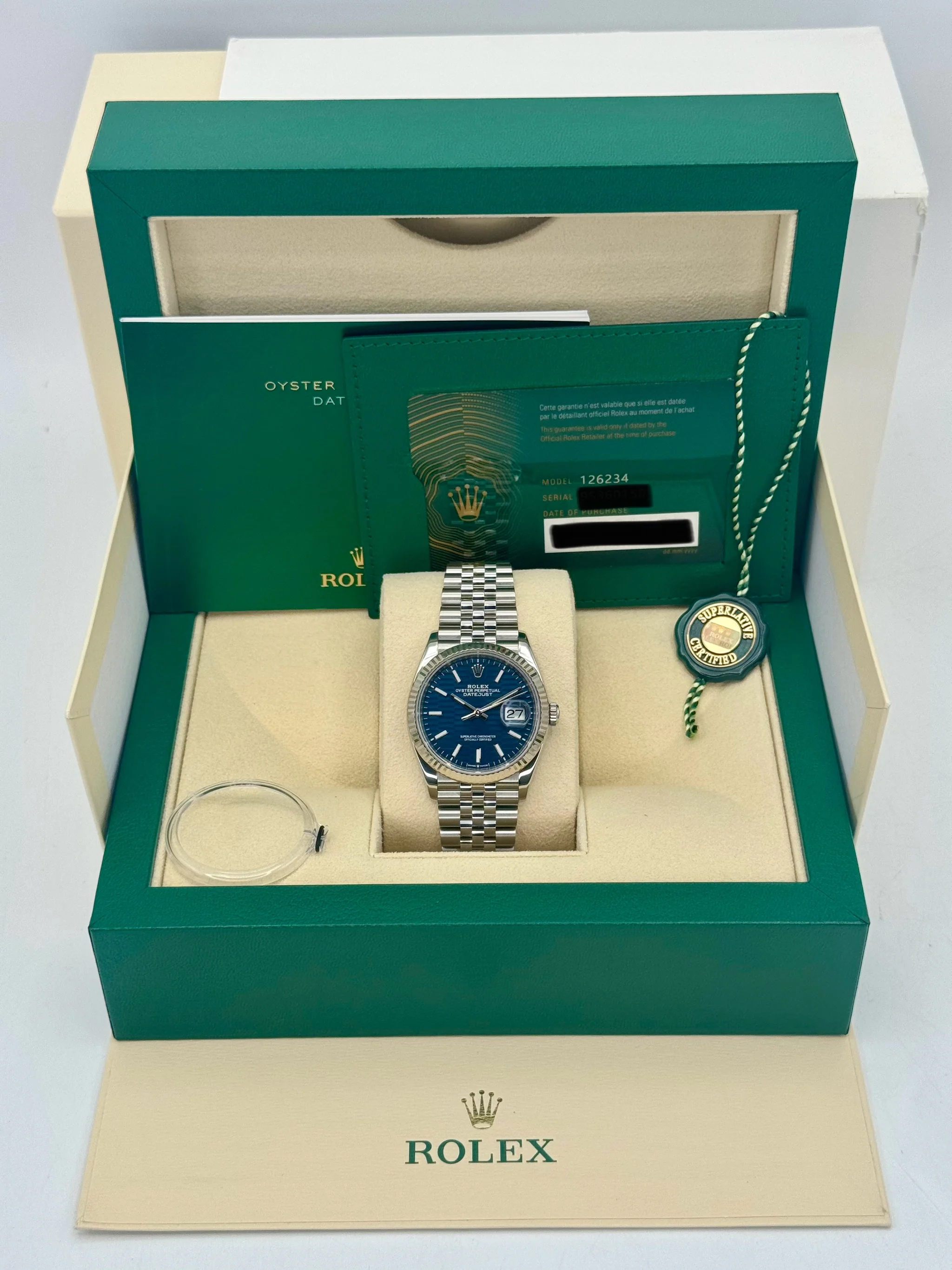 2023 Datejust 36mm 126234 Stainless Steel Jubilee Blue Motif Dial - Image 12