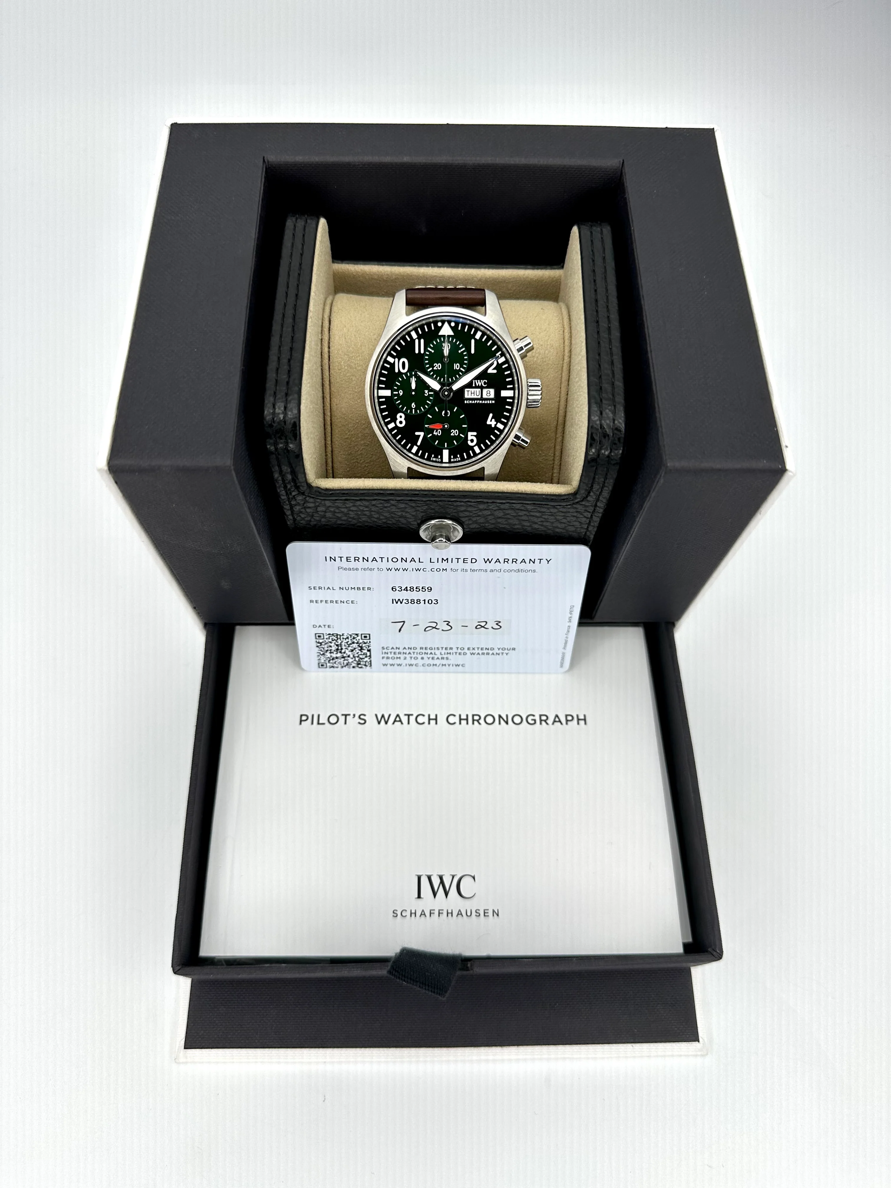 NEW 2023 IWC Pilot's Chronograph 41mm IW388103 Stainless Steel Green Dial - Image 11