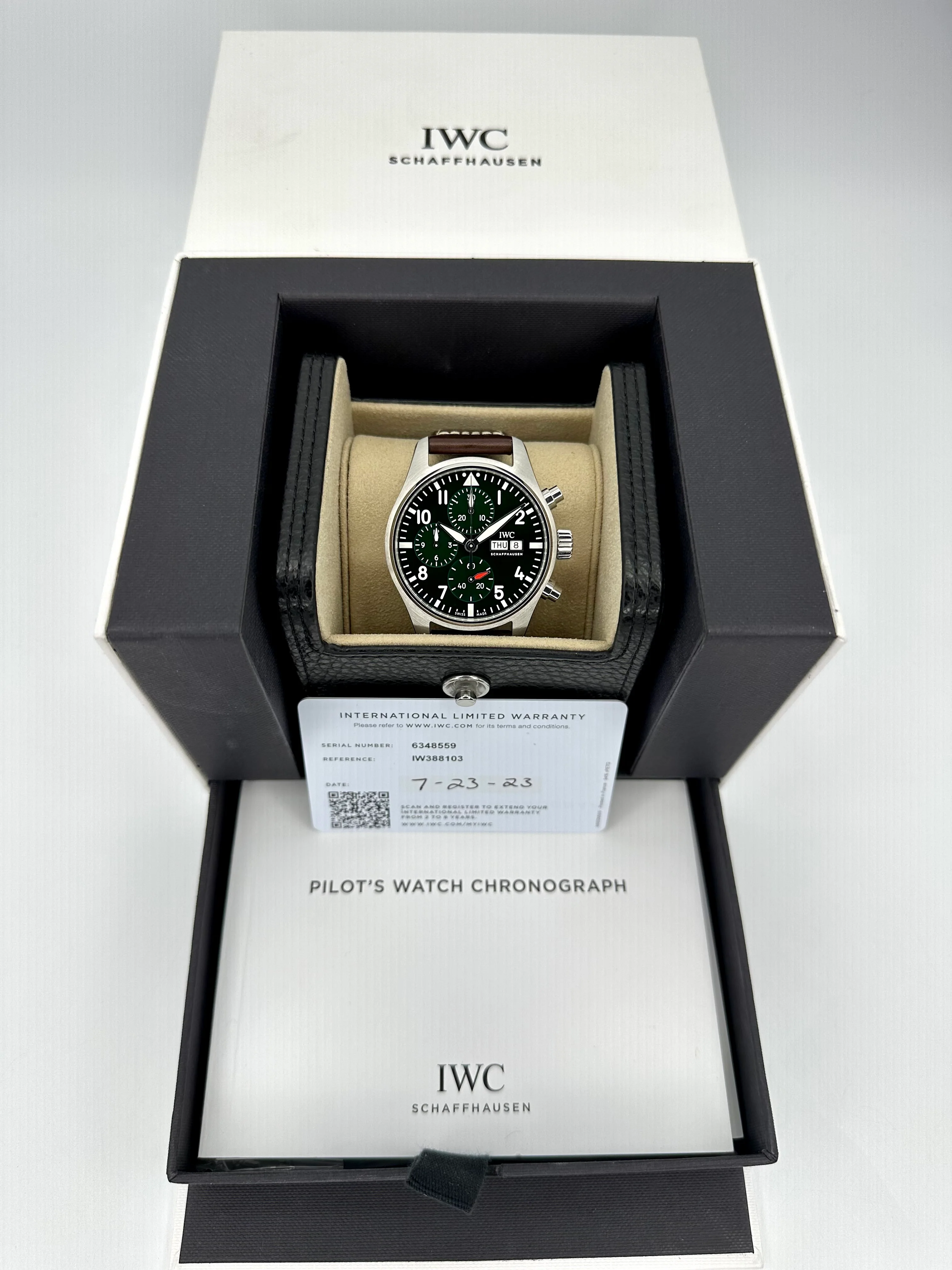 NEW 2023 IWC Pilot's Chronograph 41mm IW388103 Stainless Steel Green Dial - Image 12