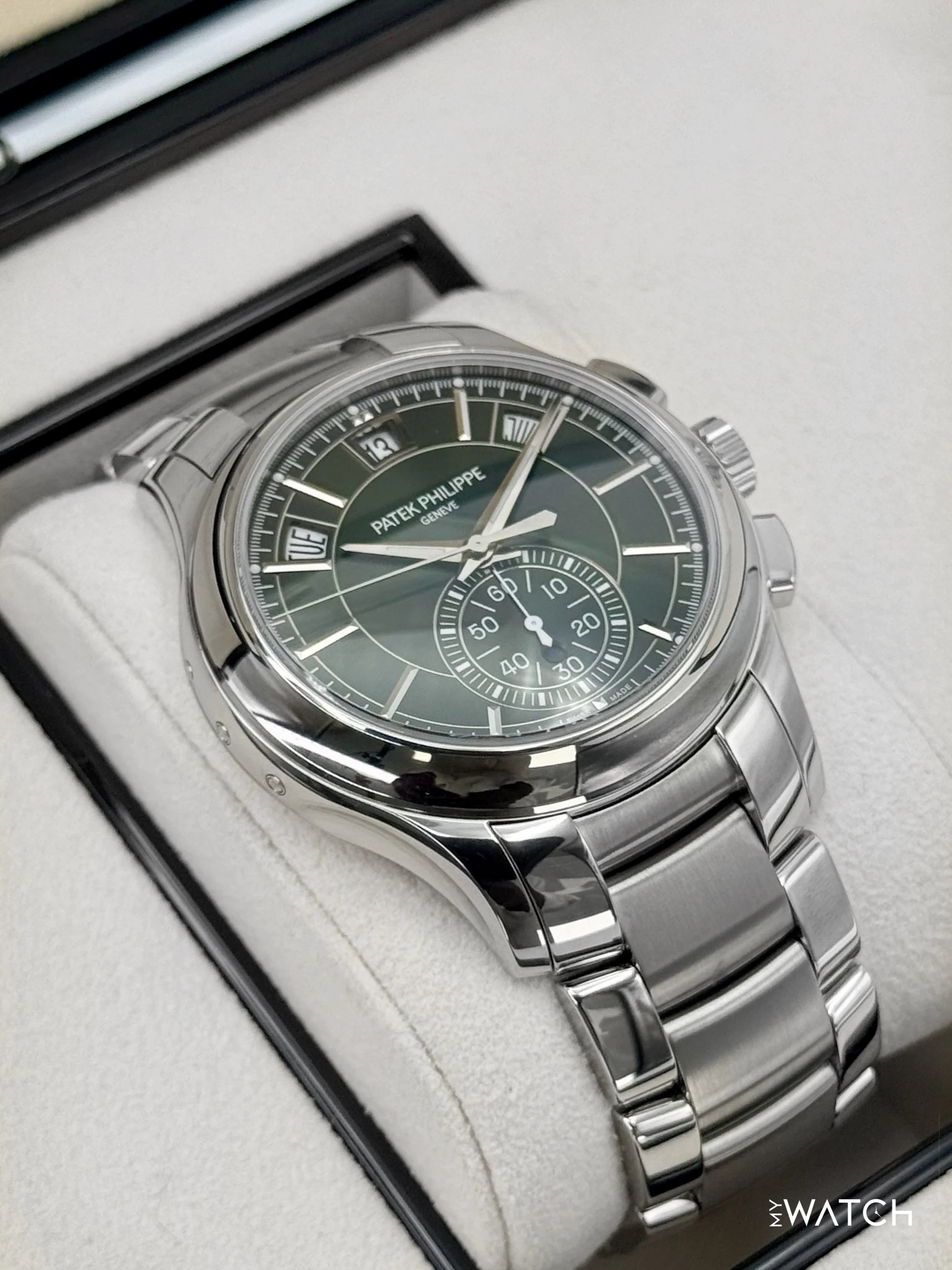 2023 Patek Philippe Flyback Chronograph Annual Calendar 5905/1A Olive Green Dial - Image 6