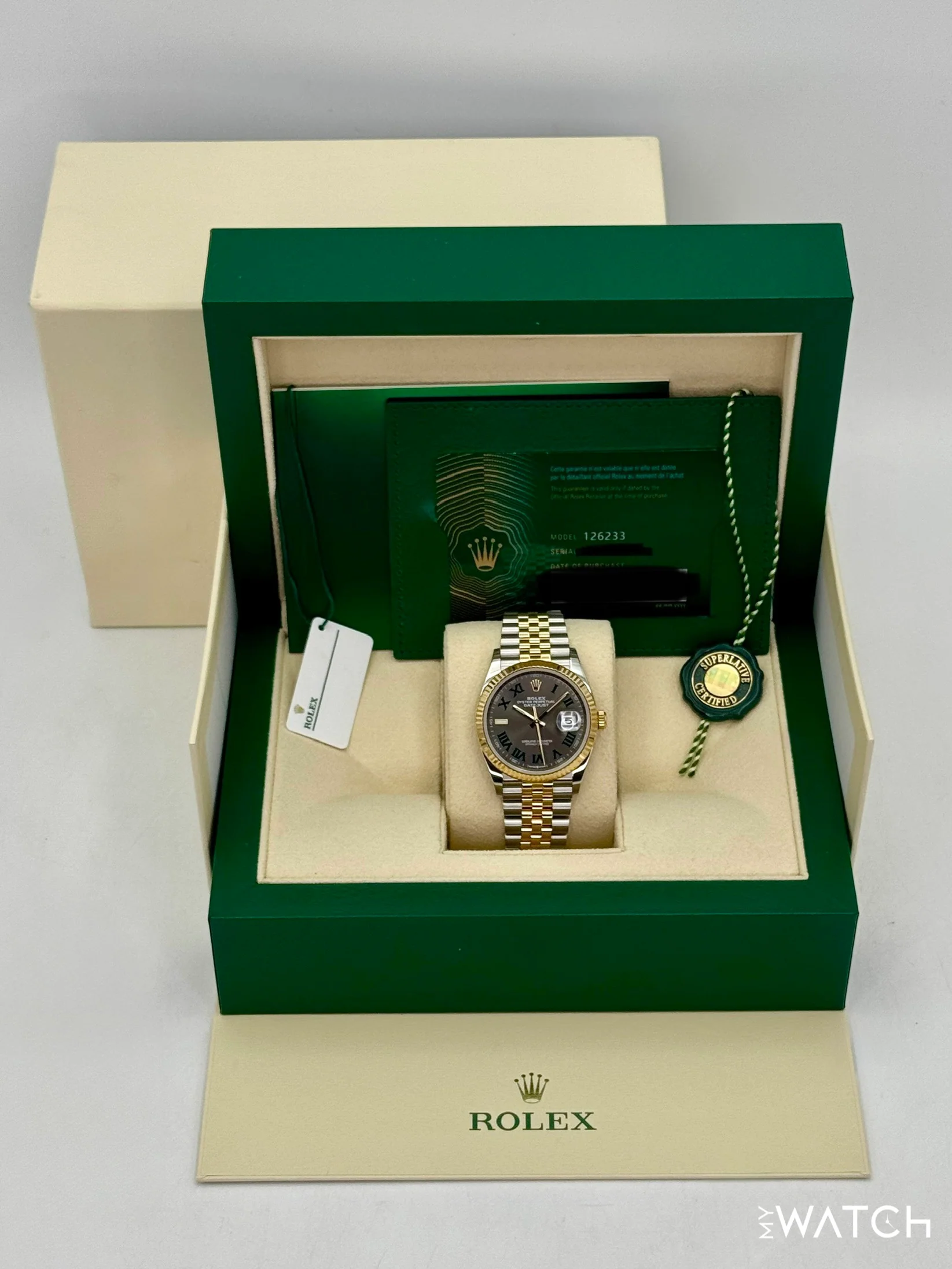 2023 Rolex Datejust 36mm 126233 Two-Tone Jubilee Wimbledon Dial - Image 9