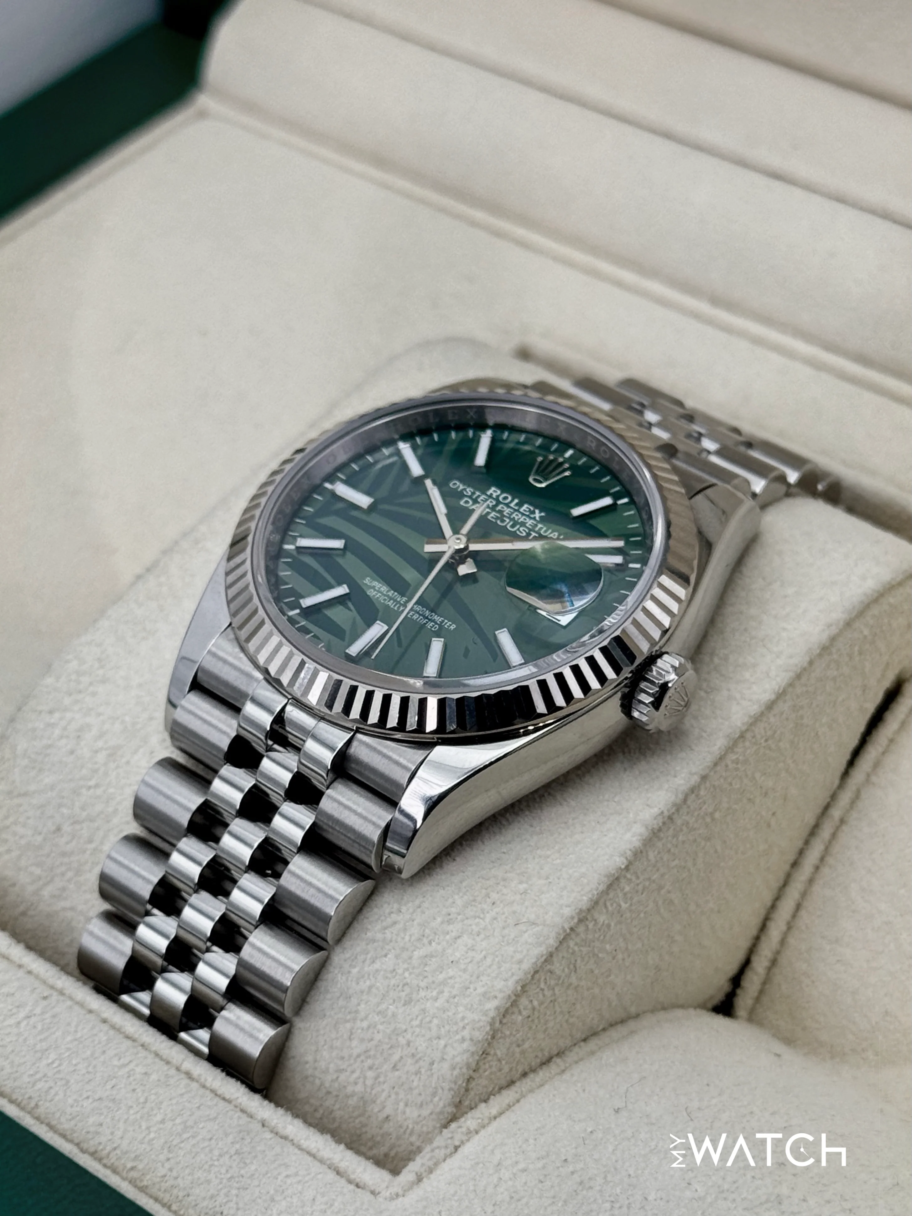 2023 Rolex Datejust 36mm 126234 Stainless Steel Jubilee Green Palm Motif Dial - Image 5