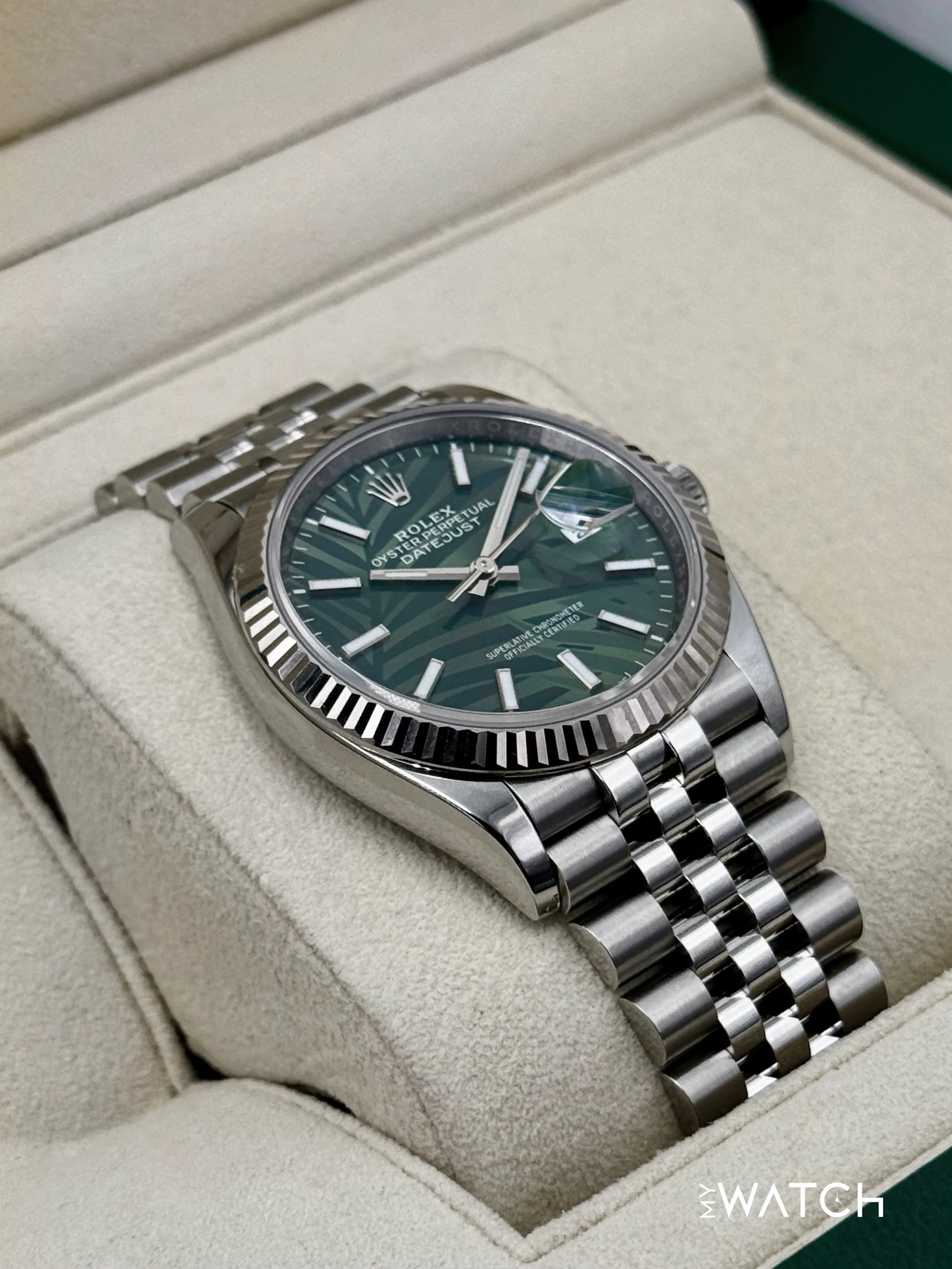 2023 Rolex Datejust 36mm 126234 Stainless Steel Jubilee Green Palm Motif Dial - Image 6