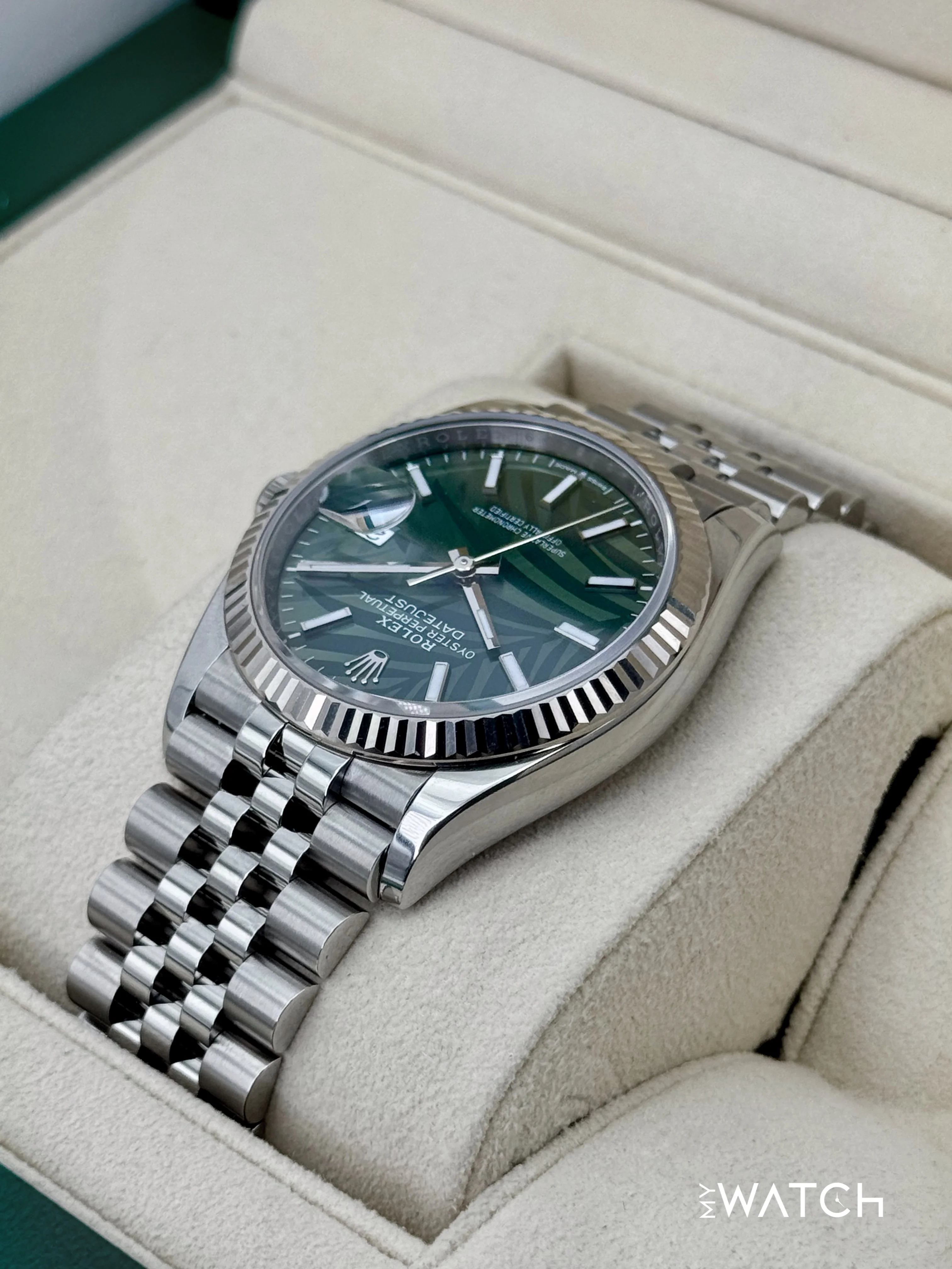 2023 Rolex Datejust 36mm 126234 Stainless Steel Jubilee Green Palm Motif Dial - Image 7