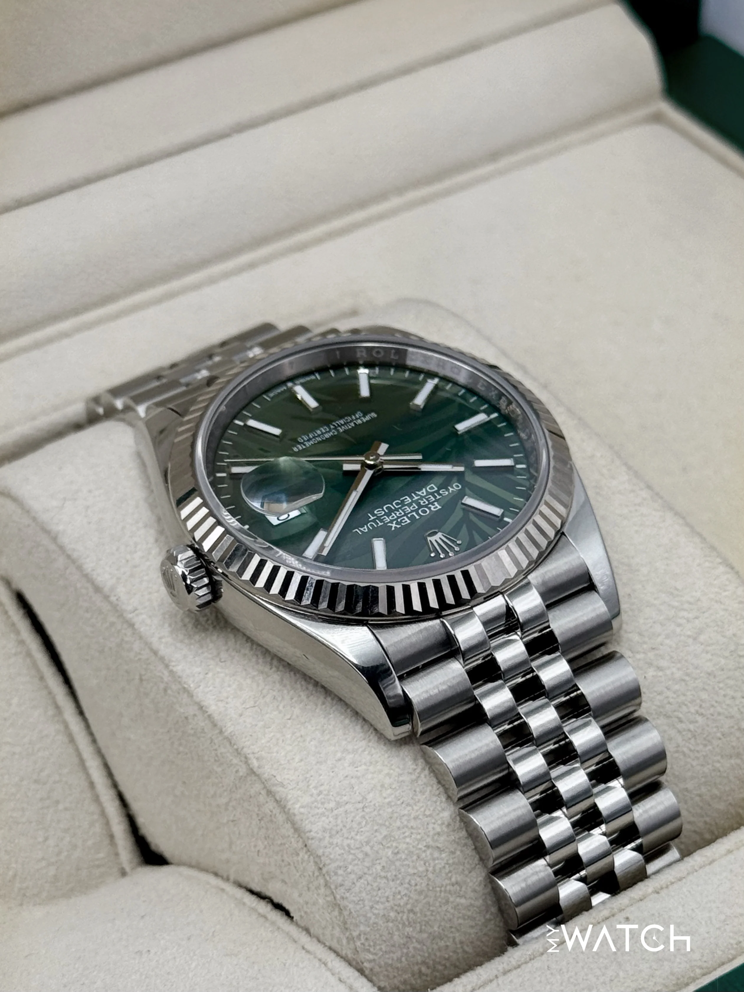 2023 Rolex Datejust 36mm 126234 Stainless Steel Jubilee Green Palm Motif Dial - Image 8