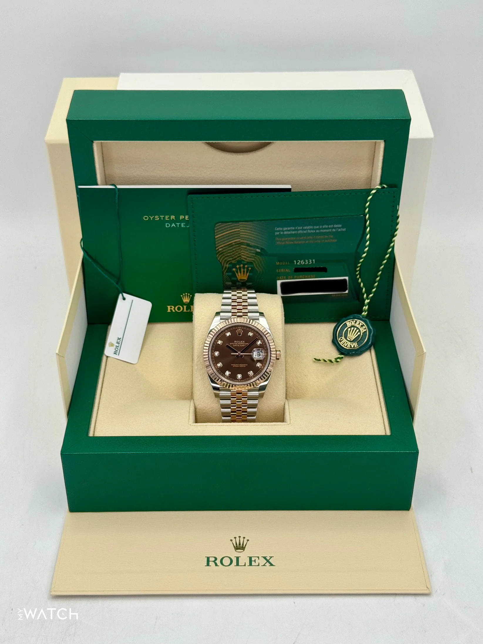 2023 Rolex Datejust 41mm 126331 Two-Tone Jubilee Chocolate Diamond Dial - Image 9