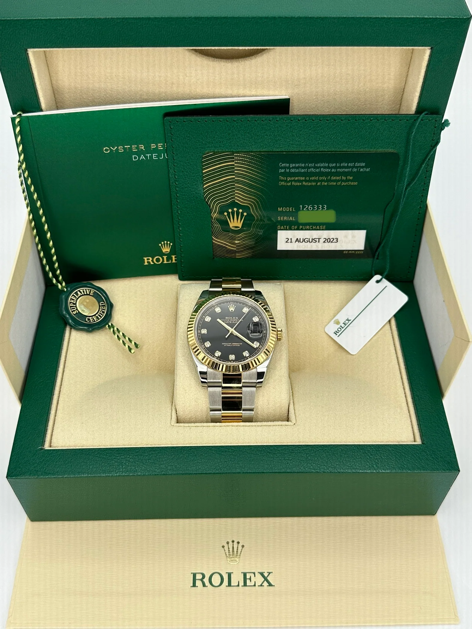 2023 Rolex Datejust 41mm 126333 Two-Tone Oyster Black Diamond Dial - Image 11