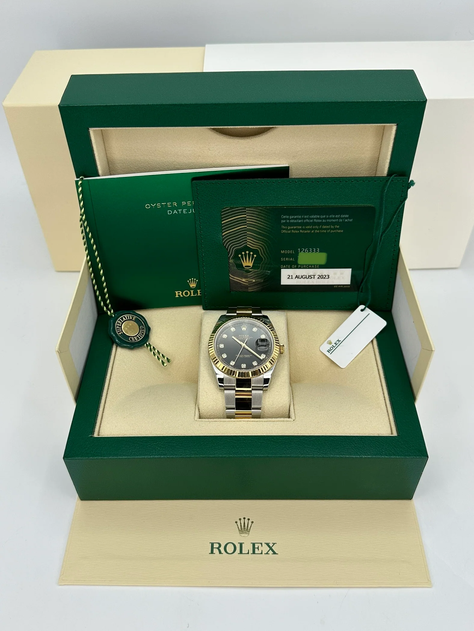 2023 Rolex Datejust 41mm 126333 Two-Tone Oyster Black Diamond Dial - Image 12