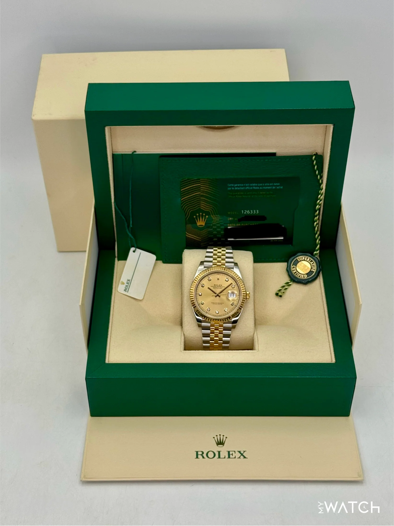 2023 Rolex Datejust 41mm 126333 Two-Tone Jubilee Champagne Diamond Dial - Image 9