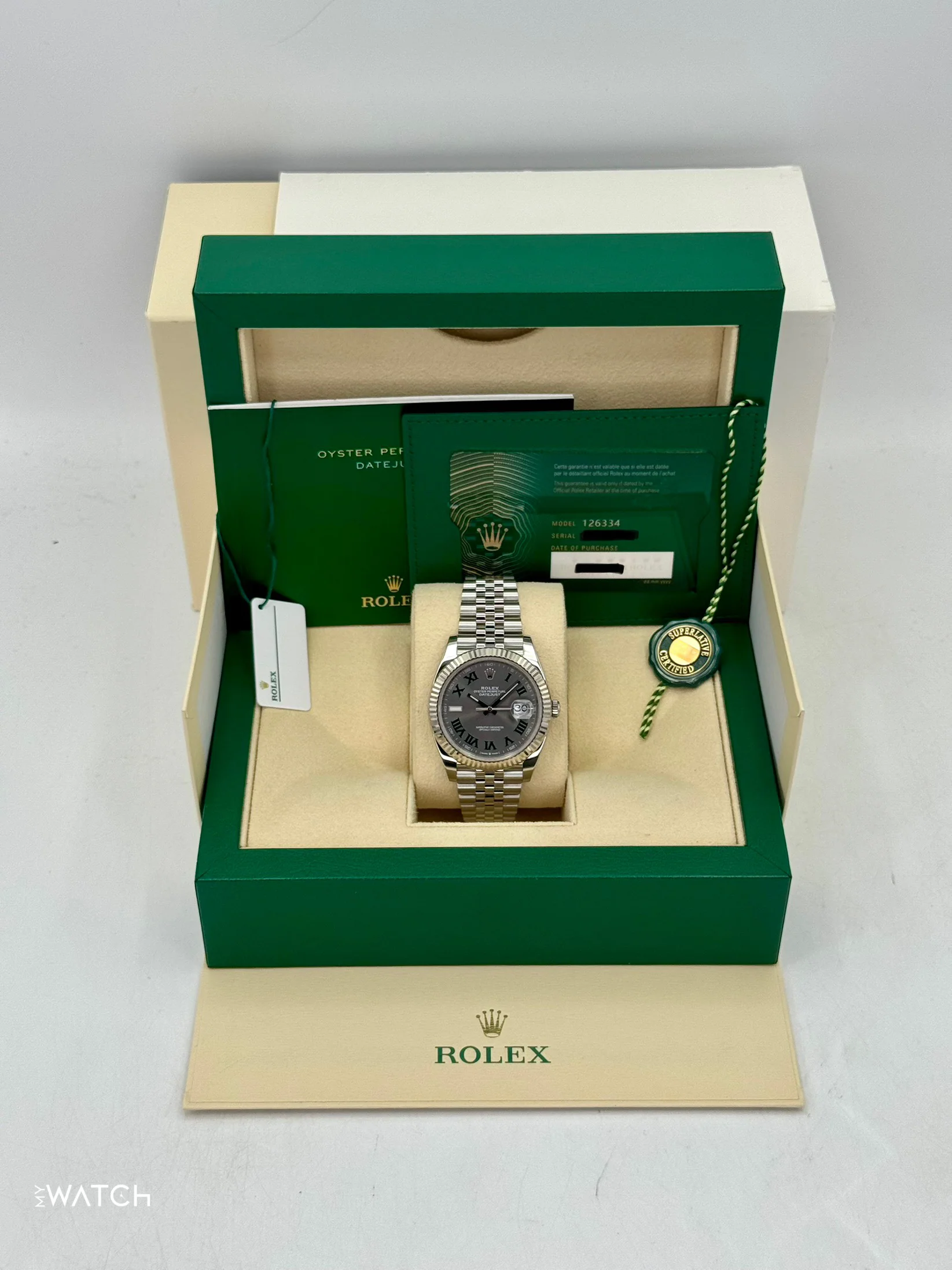 2023 Rolex Datejust 41mm 126334 Jubilee Wimbledon Dial - Image 9