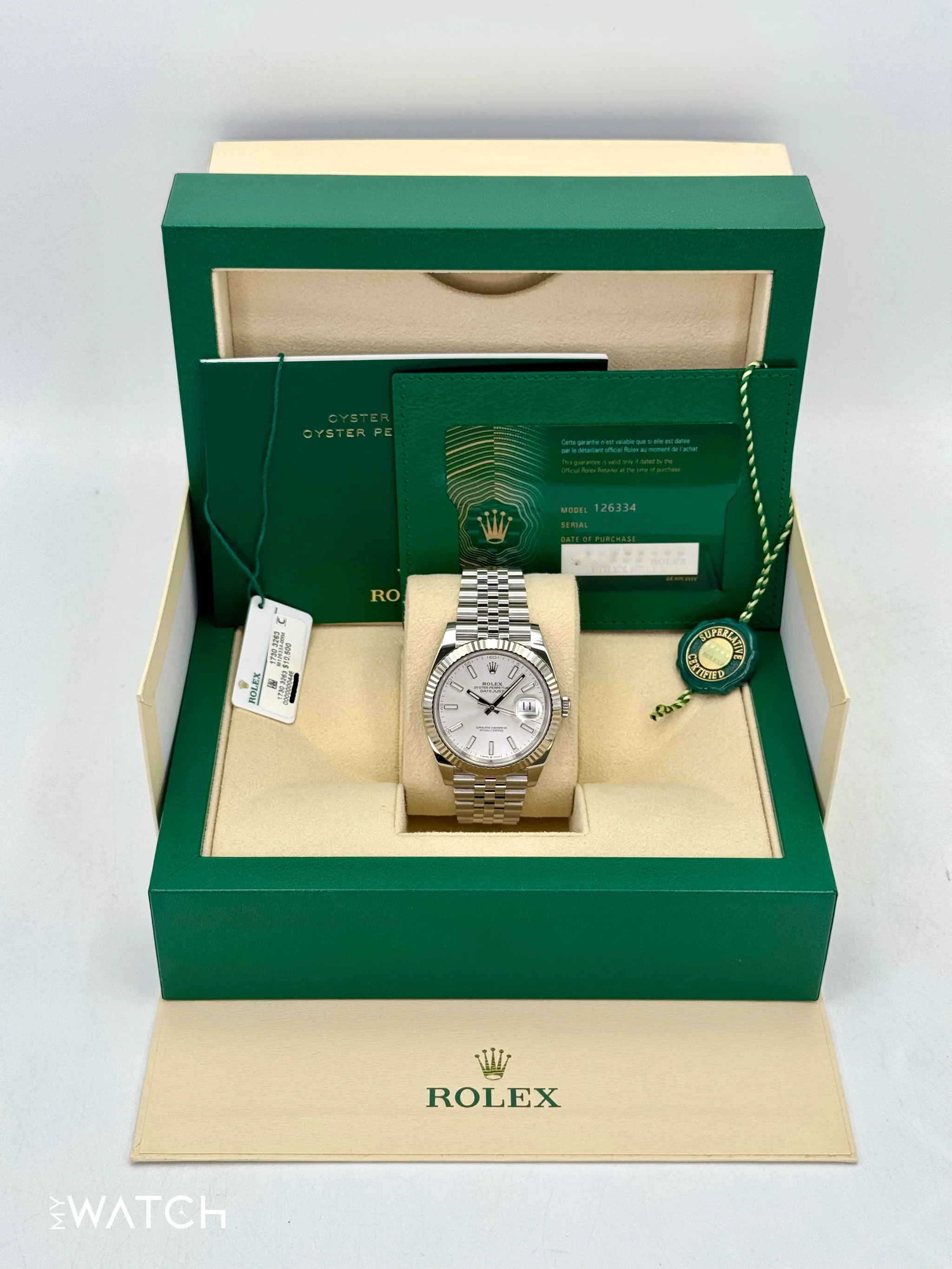 2023 Rolex Datejust 41mm 126334 Stainless Steel Jubilee Silver Dial - Image 9
