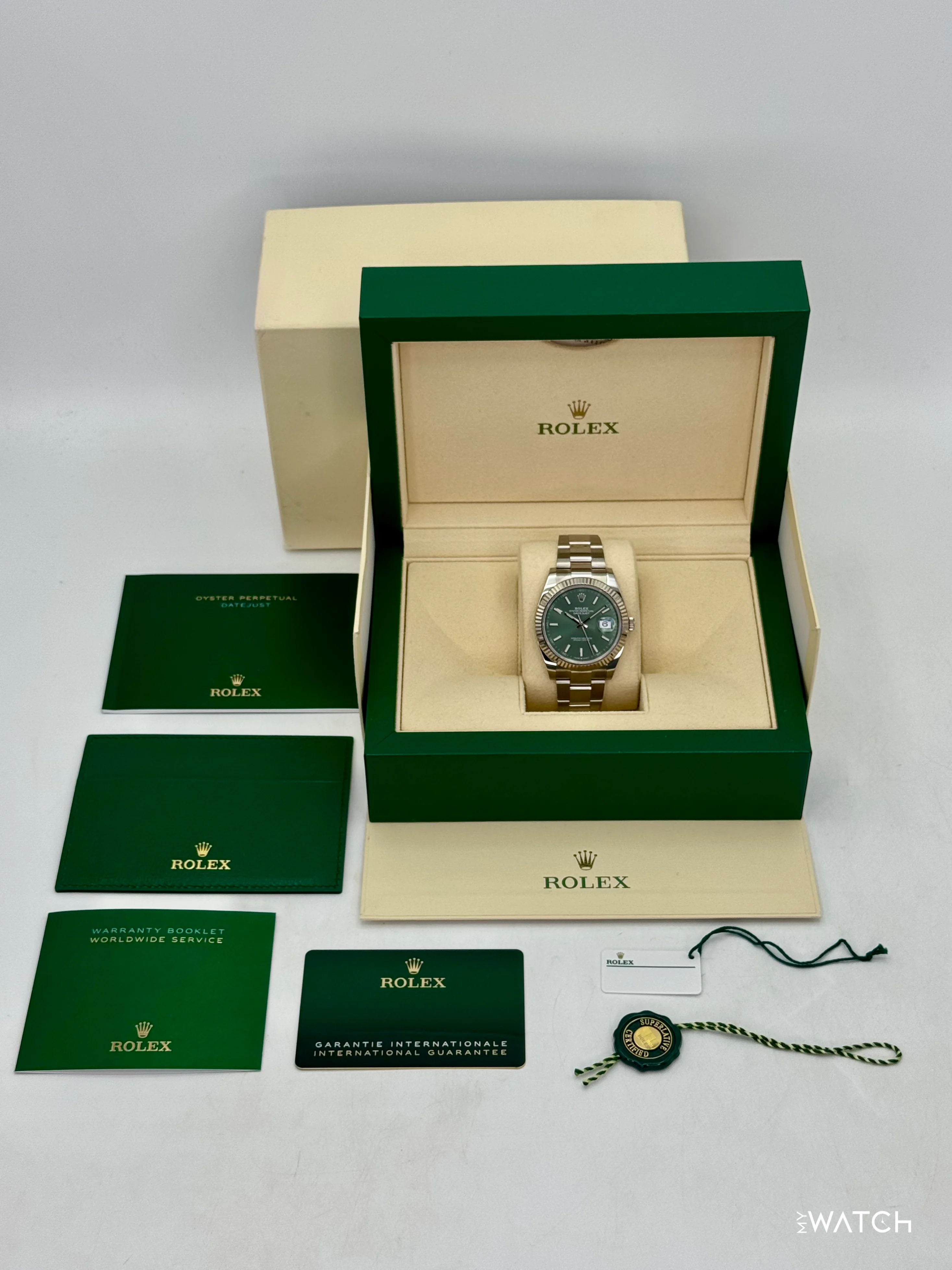 2023 Rolex Datejust 41mm 126334 Stainless Steel Oyster Mint Green Dial - Image 10