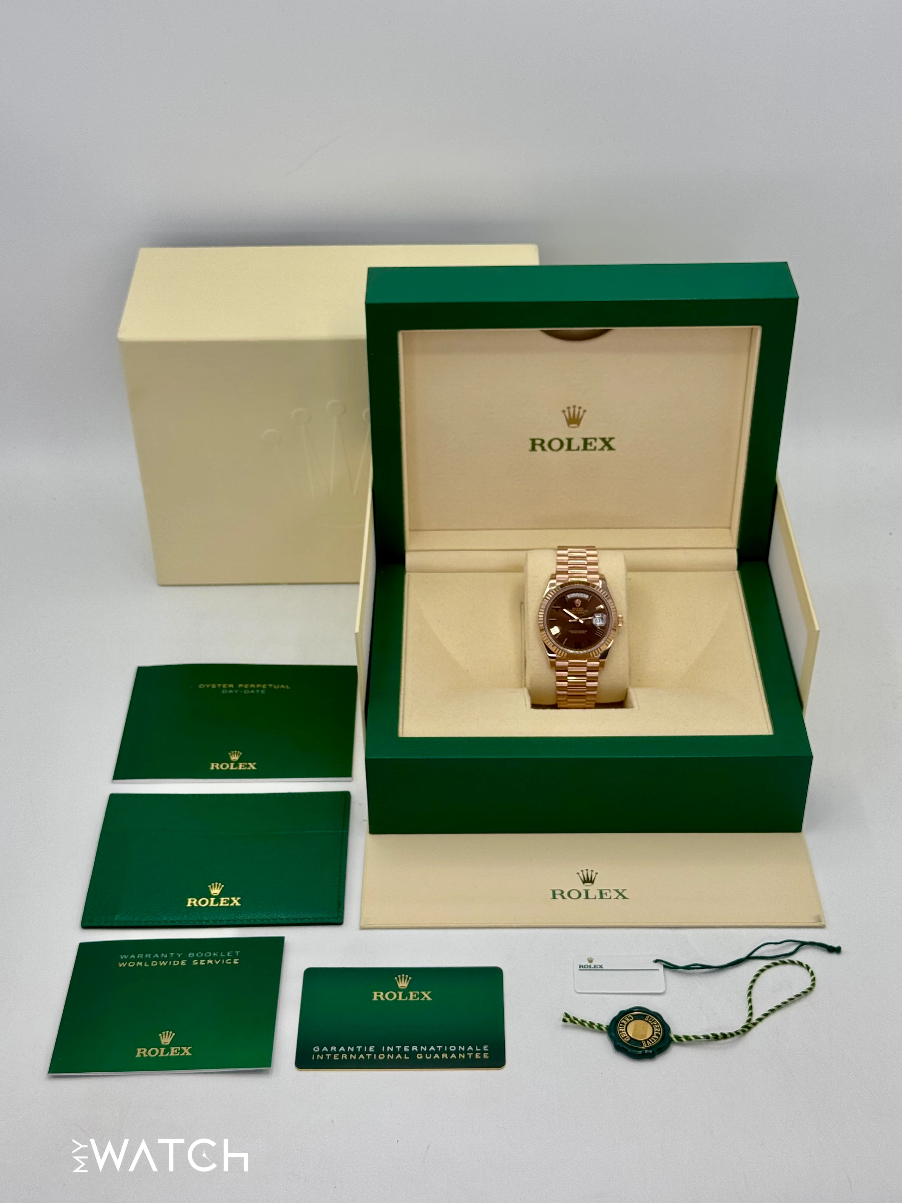 2023 Rolex Day-Date 40mm 228235 Presidential Rose Gold Chocolate Dial - Image 10