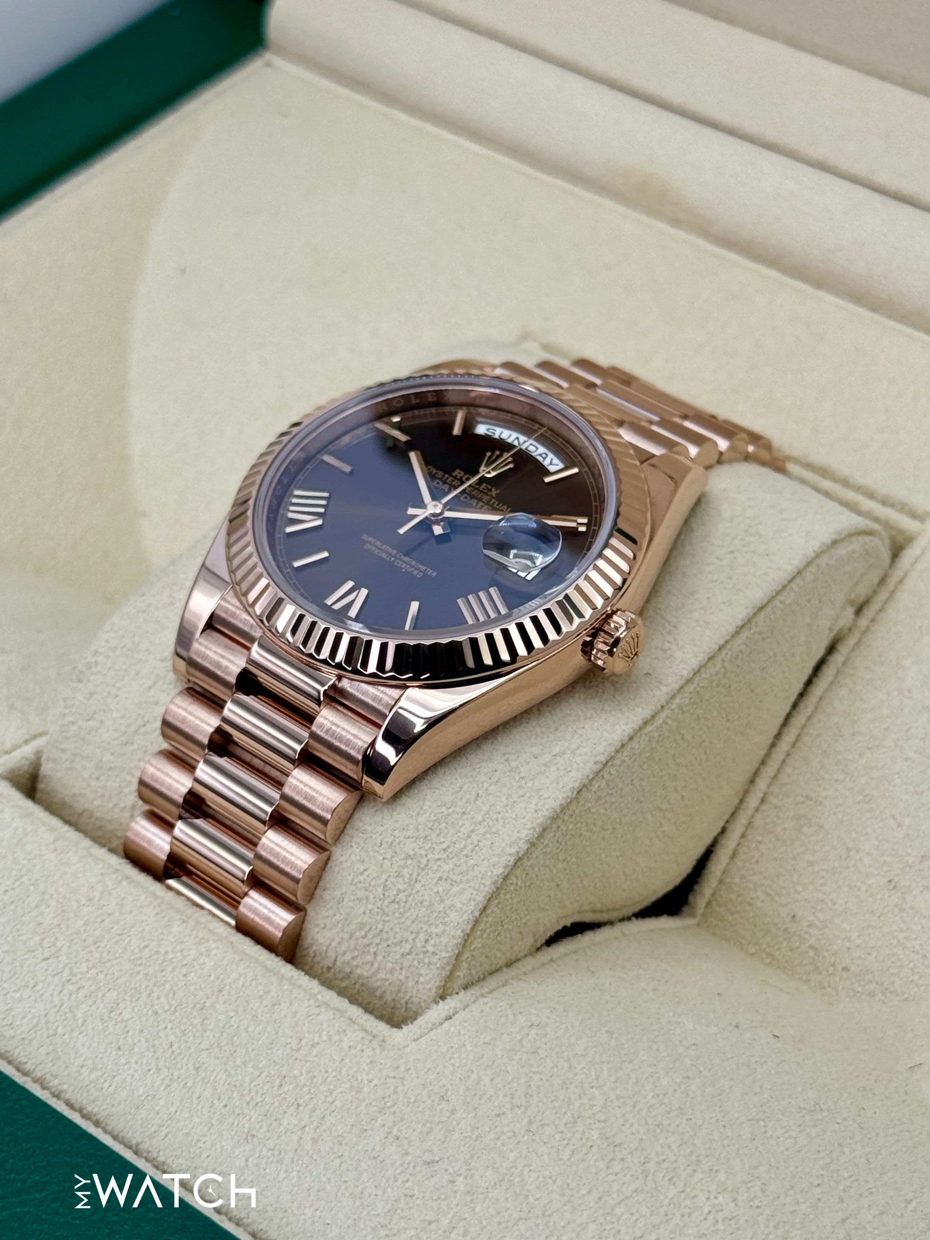2023 Rolex Day-Date 40mm 228235 Presidential Rose Gold Chocolate Dial - Image 5